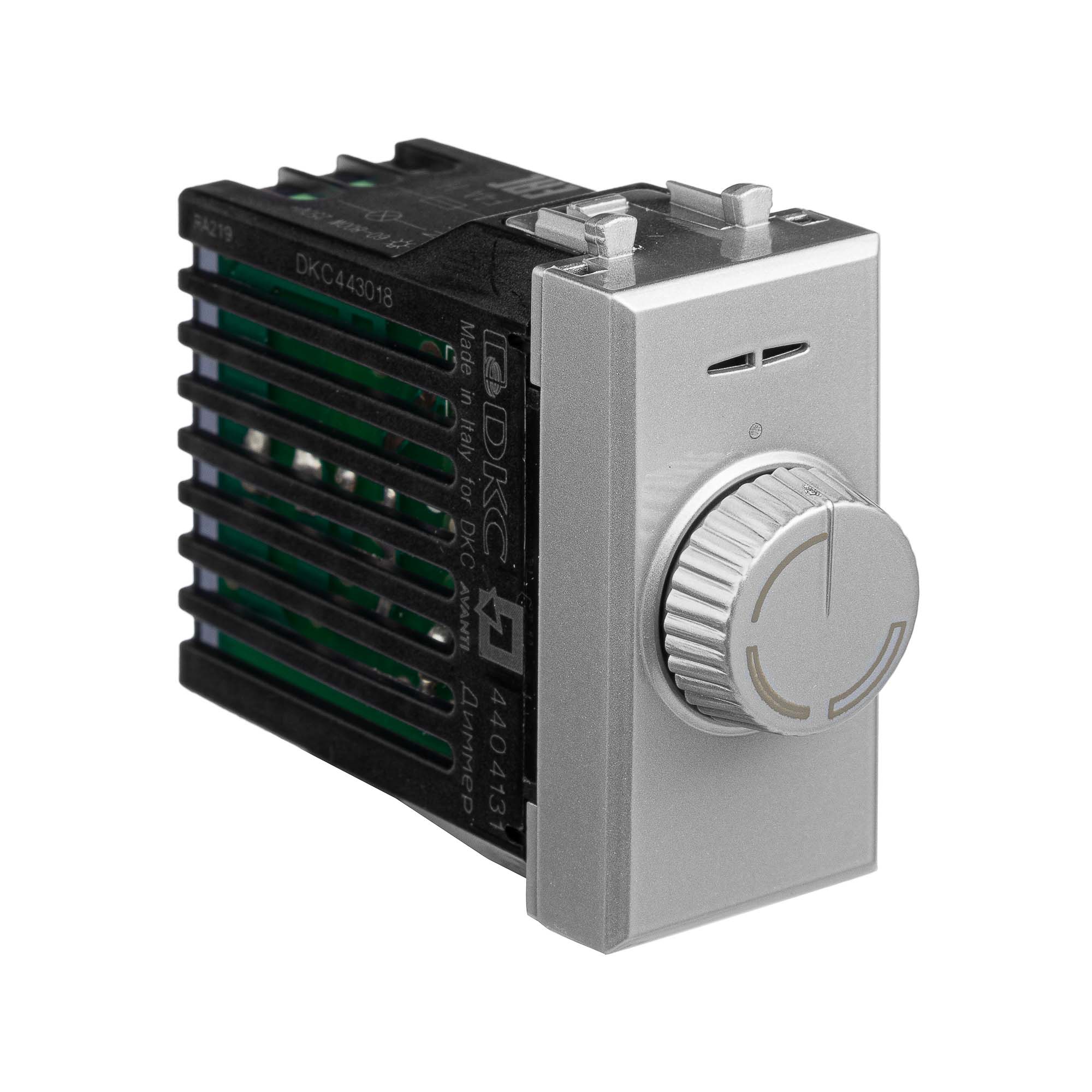 Диммер поворотный модульный, "Avanti", "Закаленная сталь", 1 модуль