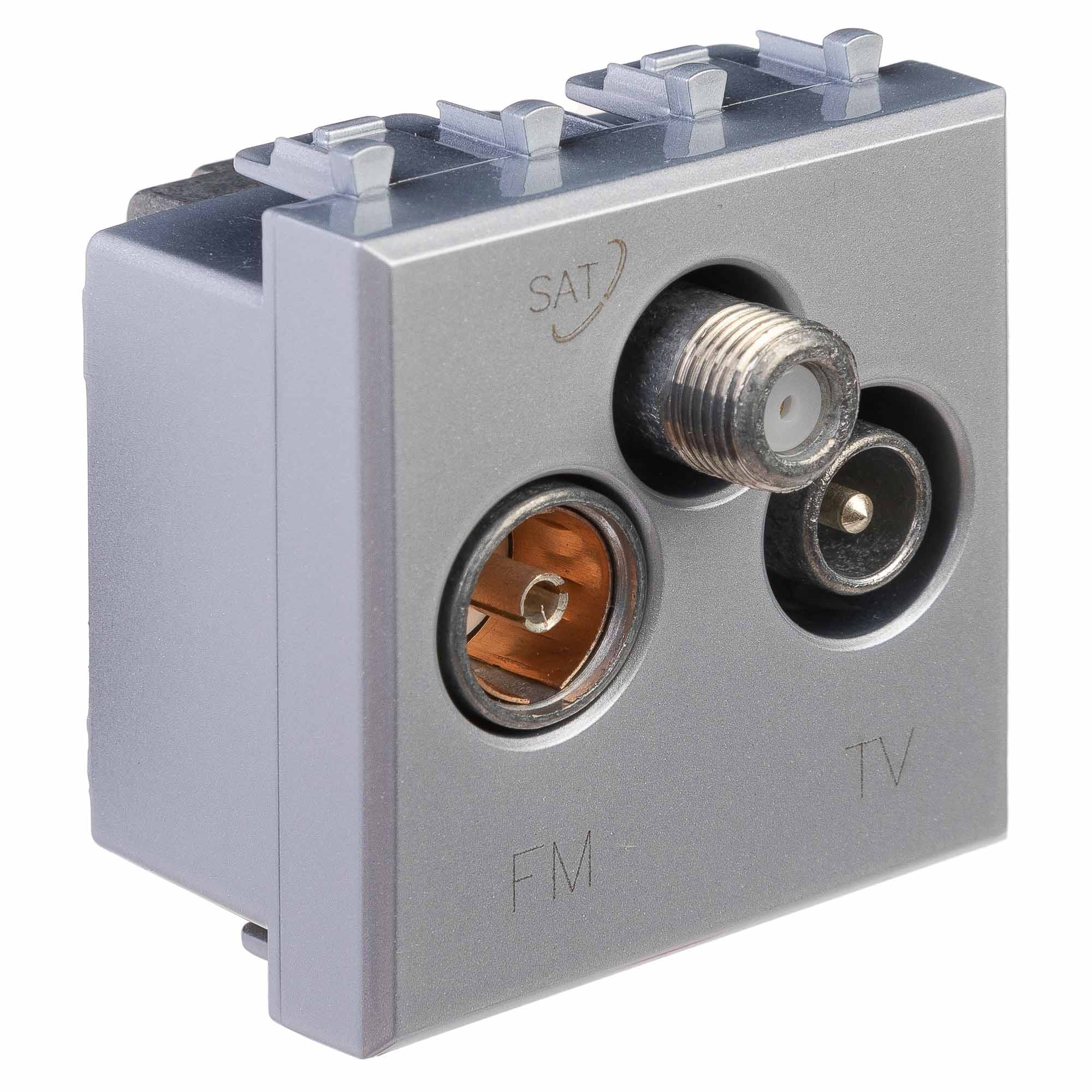 Розетка TV-FM-SAT модульная, "Avanti", "Закаленная сталь", 2 модуля