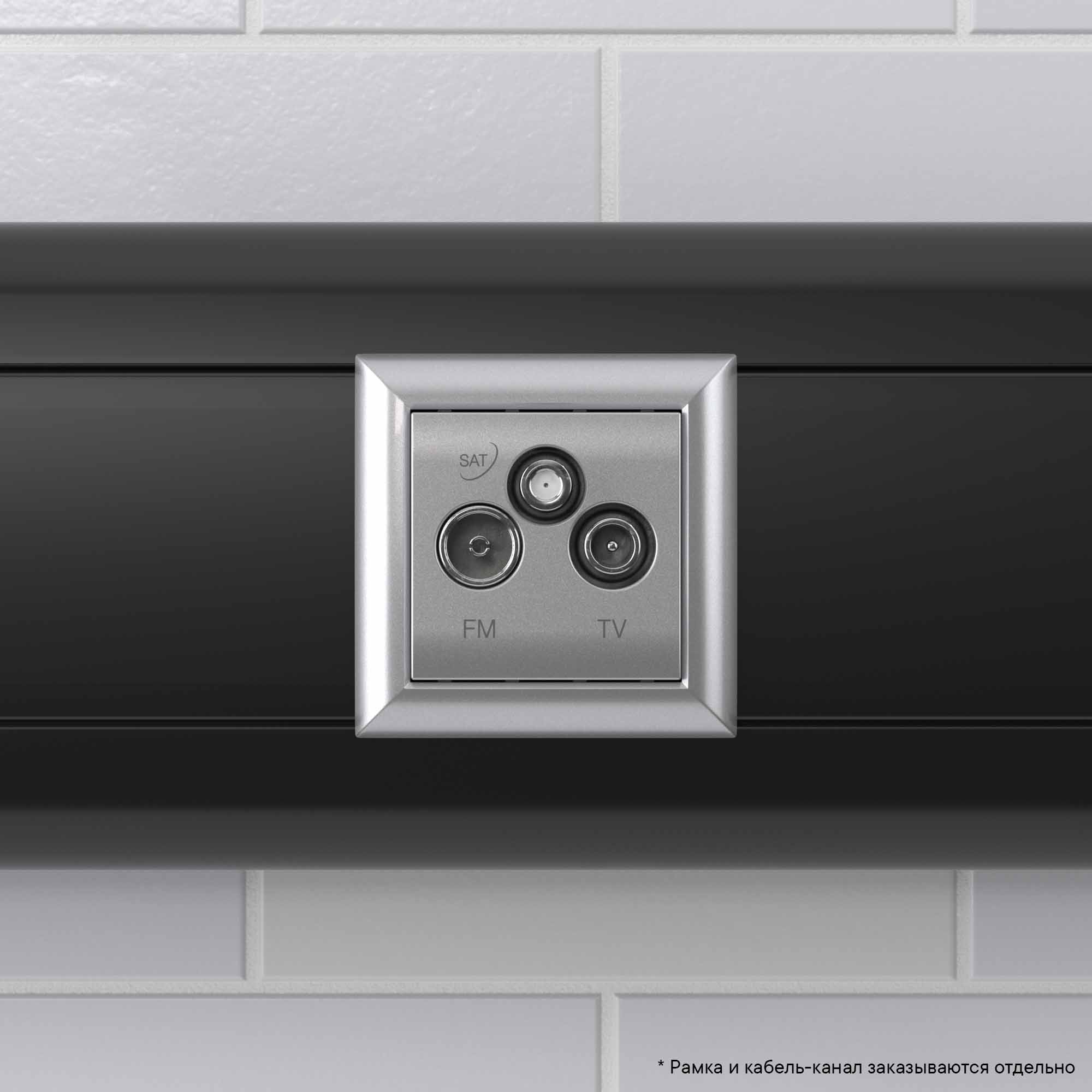 Розетка TV-FM-SAT модульная, "Avanti", "Закаленная сталь", 2 модуля