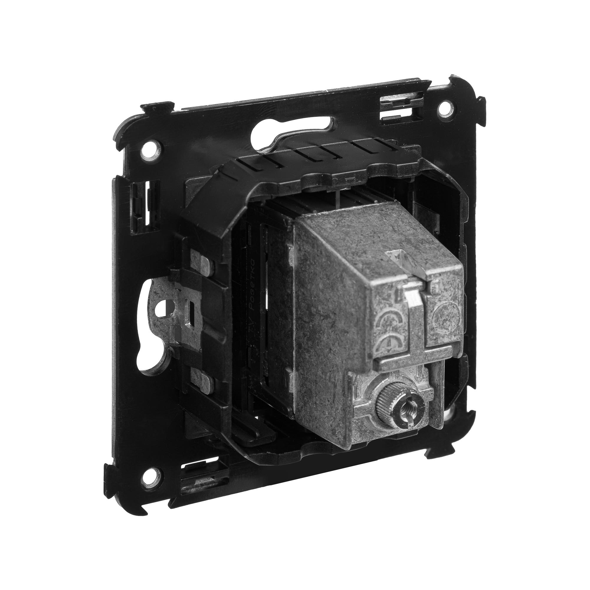 Розетка TV проходная в стену, "Avanti", "Черный матовый"