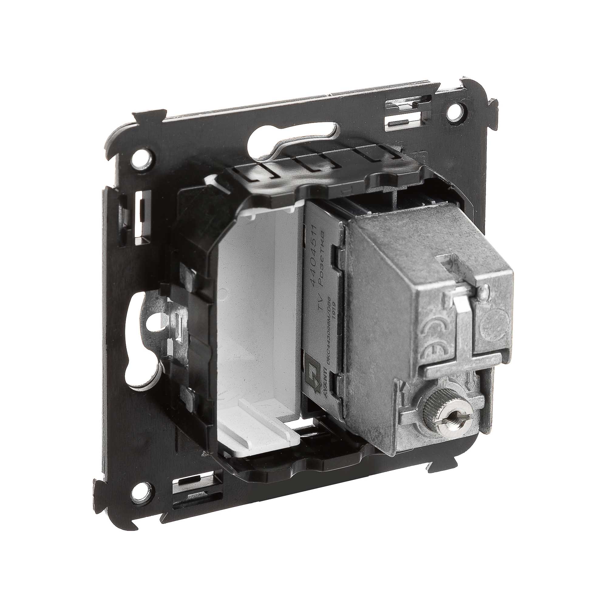 Розетка TV проходная в стену, "Avanti", "Закаленная сталь"