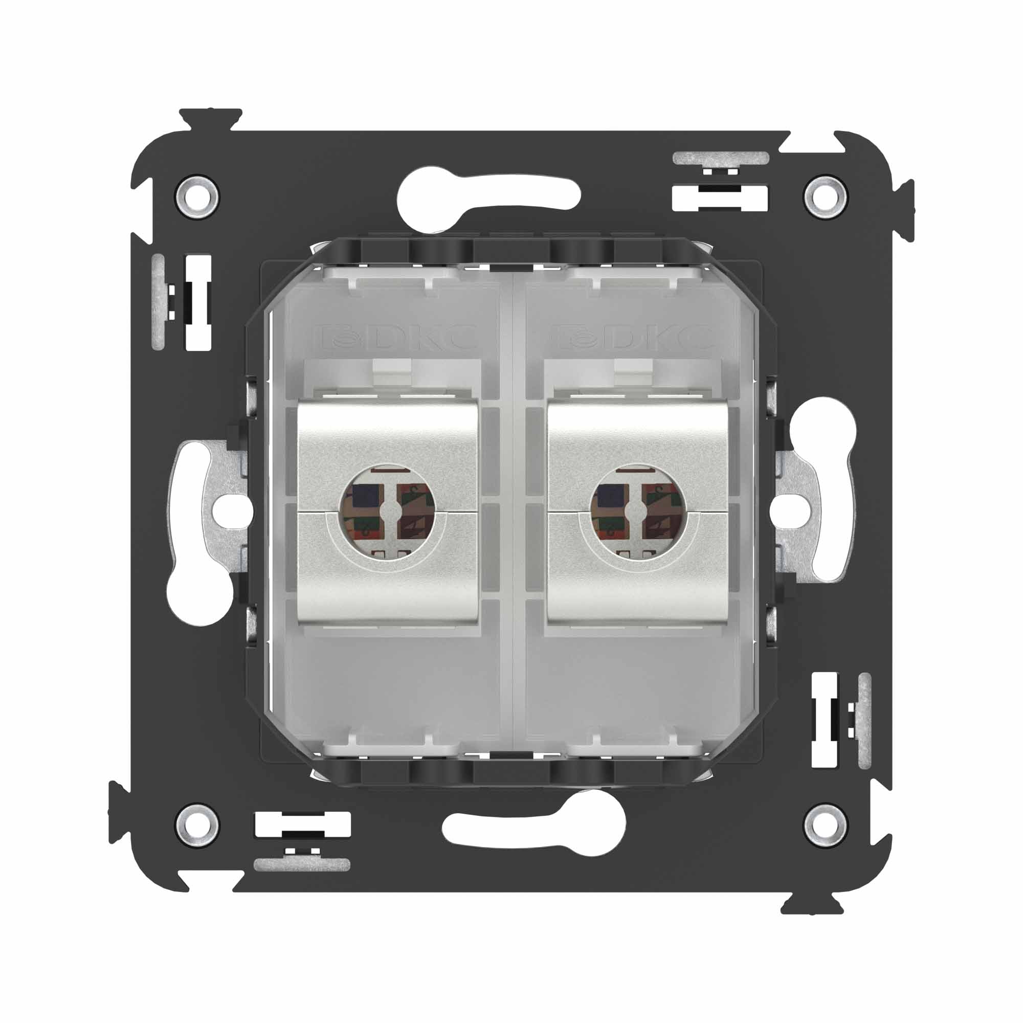 Компьютерная розетка RJ-45 без шторки в стену, кат.6 двойная экранированная, "Avanti", "Белое облако"