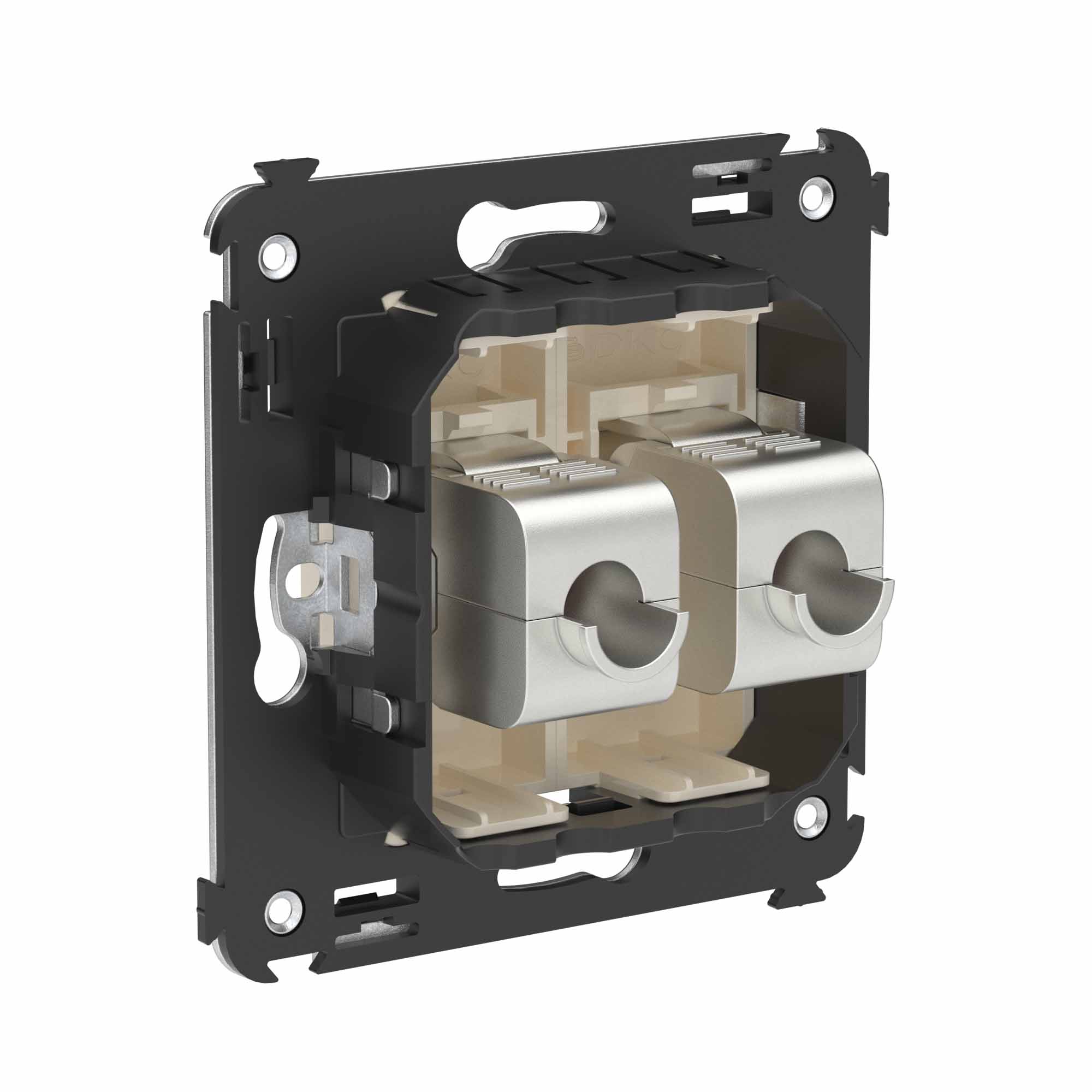 Компьютерная розетка RJ-45 без шторки в стену, кат.6 двойная экранированная, "Avanti", "Ванильная дымка"