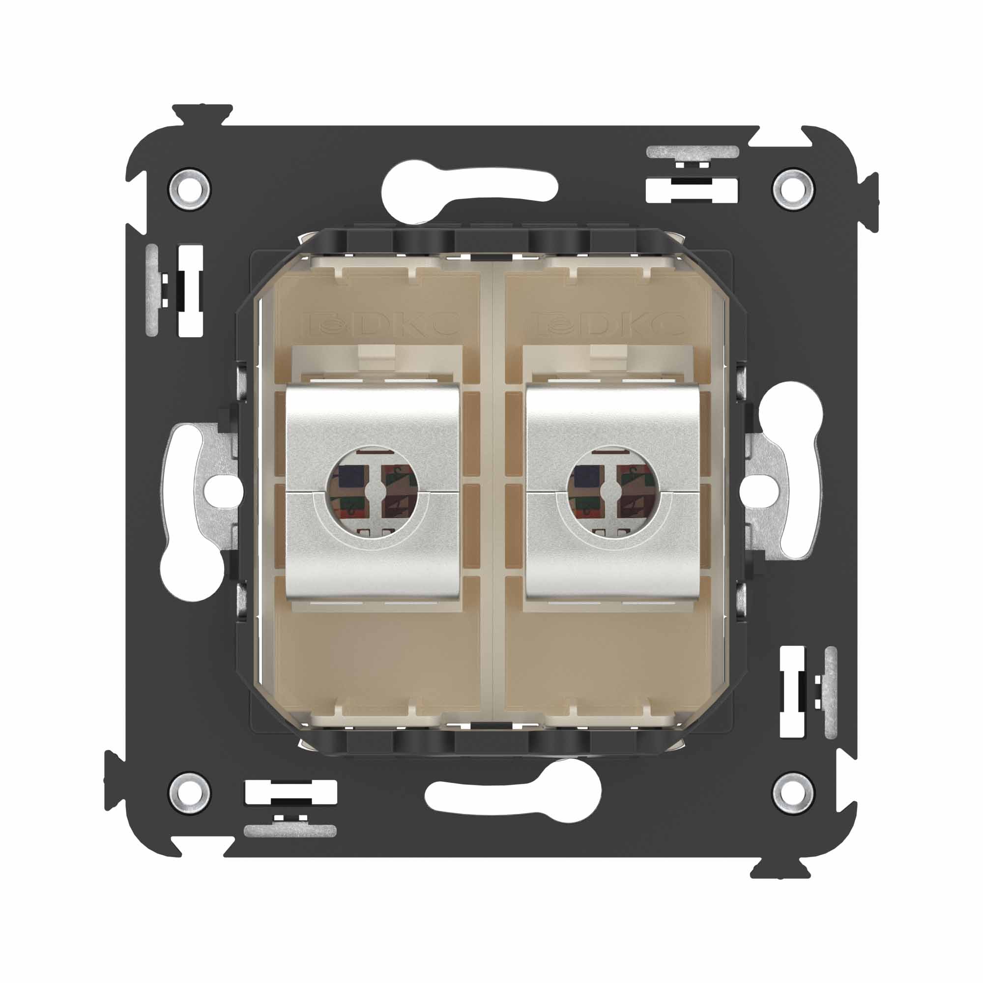 Компьютерная розетка RJ-45 без шторки в стену, кат.6 двойная экранированная, "Avanti", "Ванильная дымка"