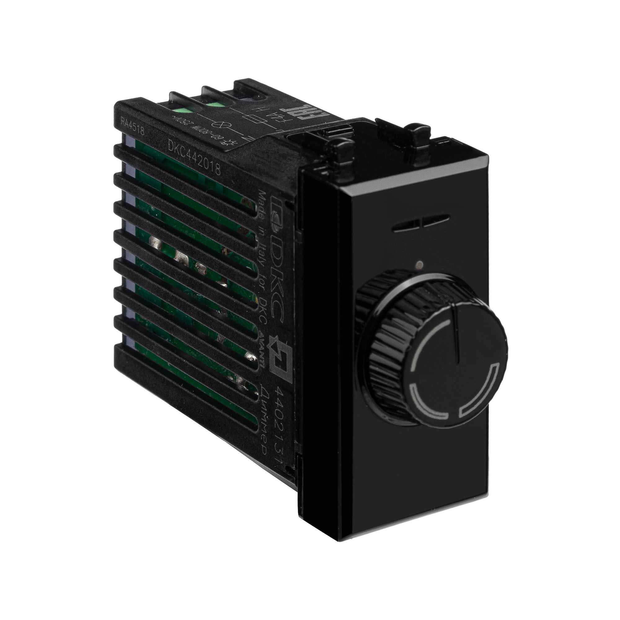 Диммер поворотный модульный, "Avanti", "Черный квадрат", 1 модуль