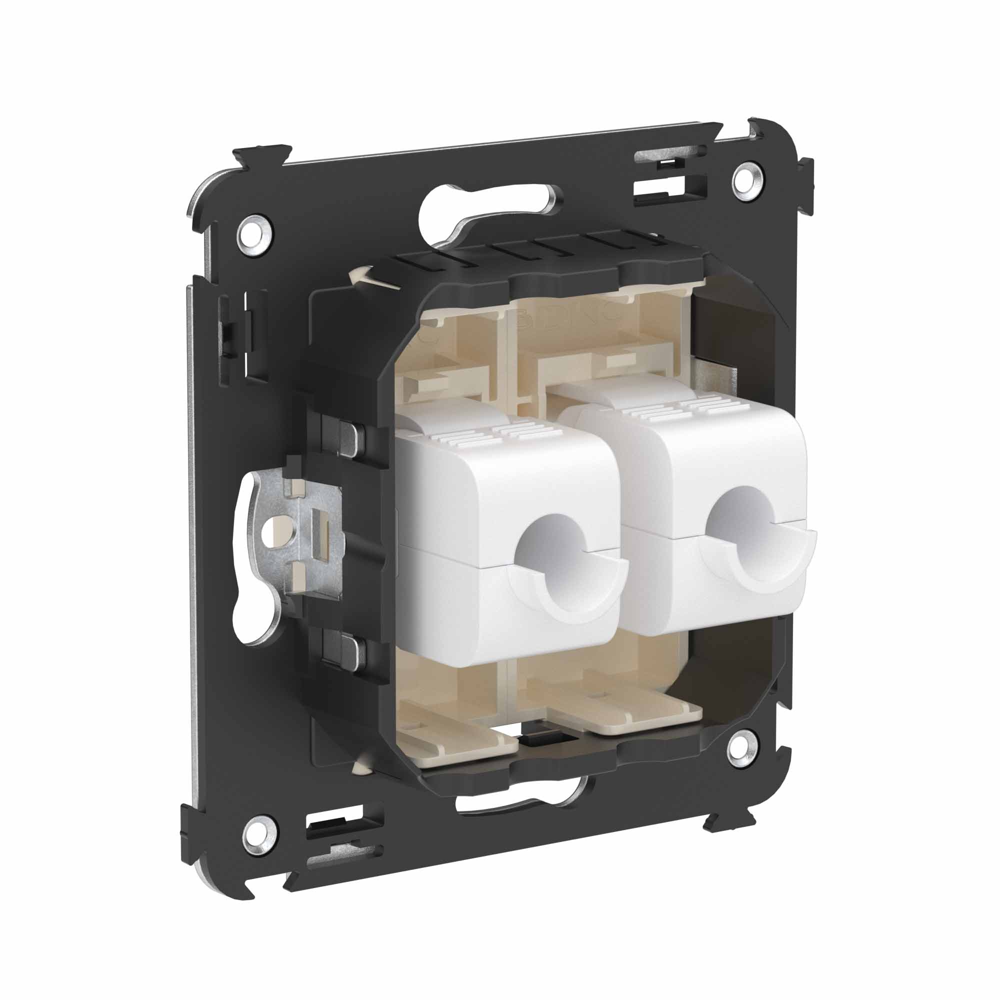 Компьютерная розетка RJ-45 без шторки в стену, кат.6А двойная, "Avanti", "Ванильная дымка"