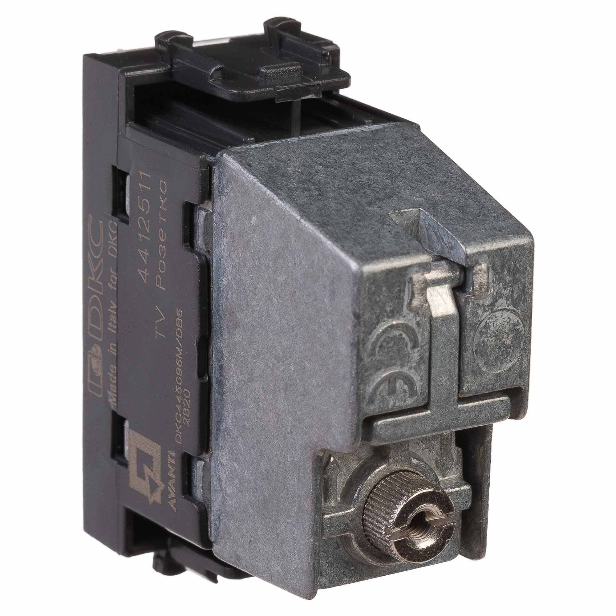 Розетка TV проходная модульная, "Avanti", "Черный матовый", 1 модуль