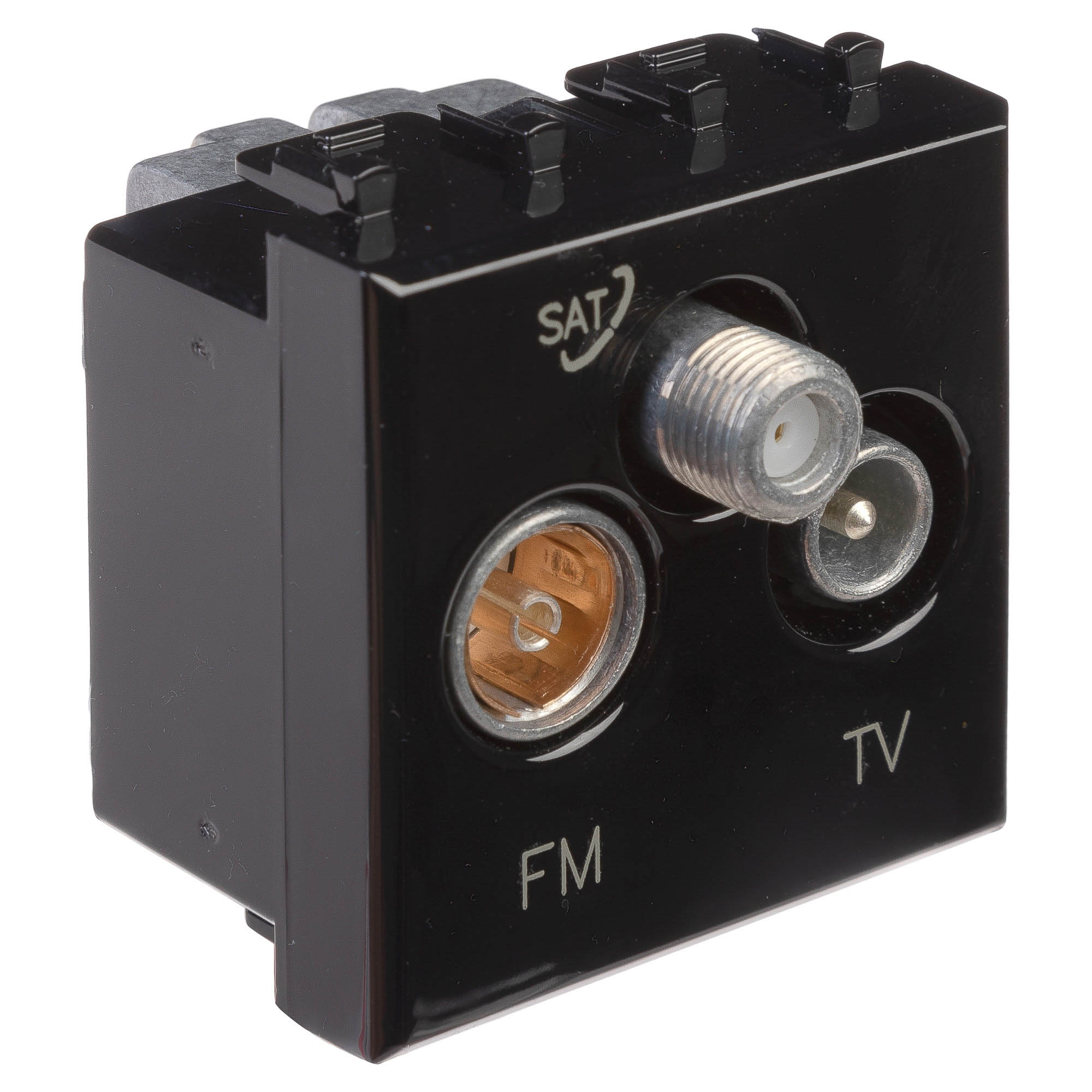 Розетка TV-FM-SAT модульная, "Avanti", "Черный квадрат", 2 модуля