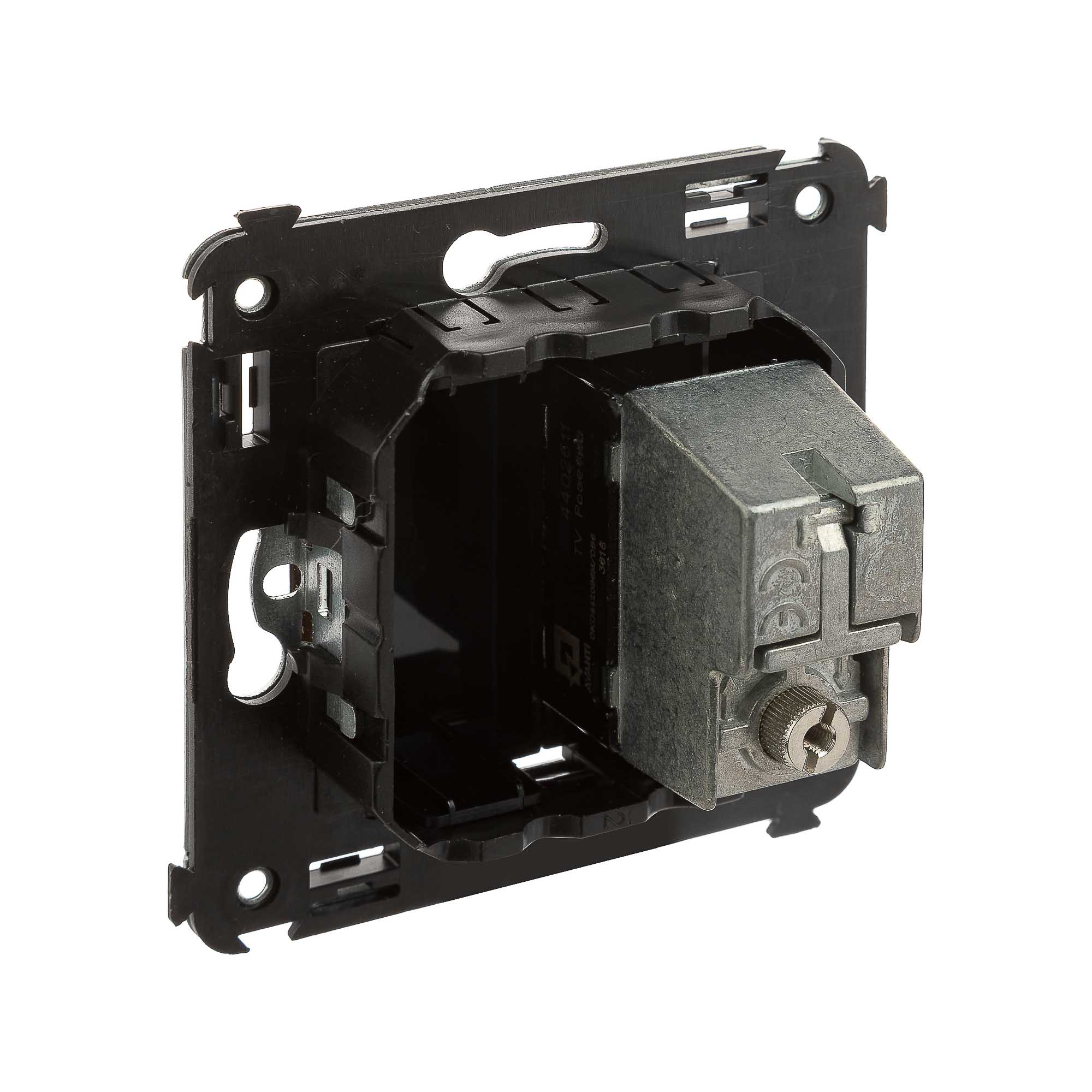 Розетка TV проходная в стену, "Avanti", "Черный квадрат"