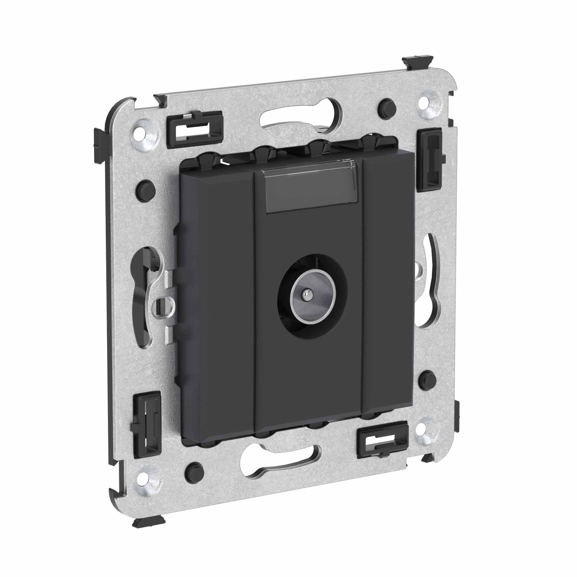 Розетка TV оконечная в стену, "Avanti", "Черный матовый"