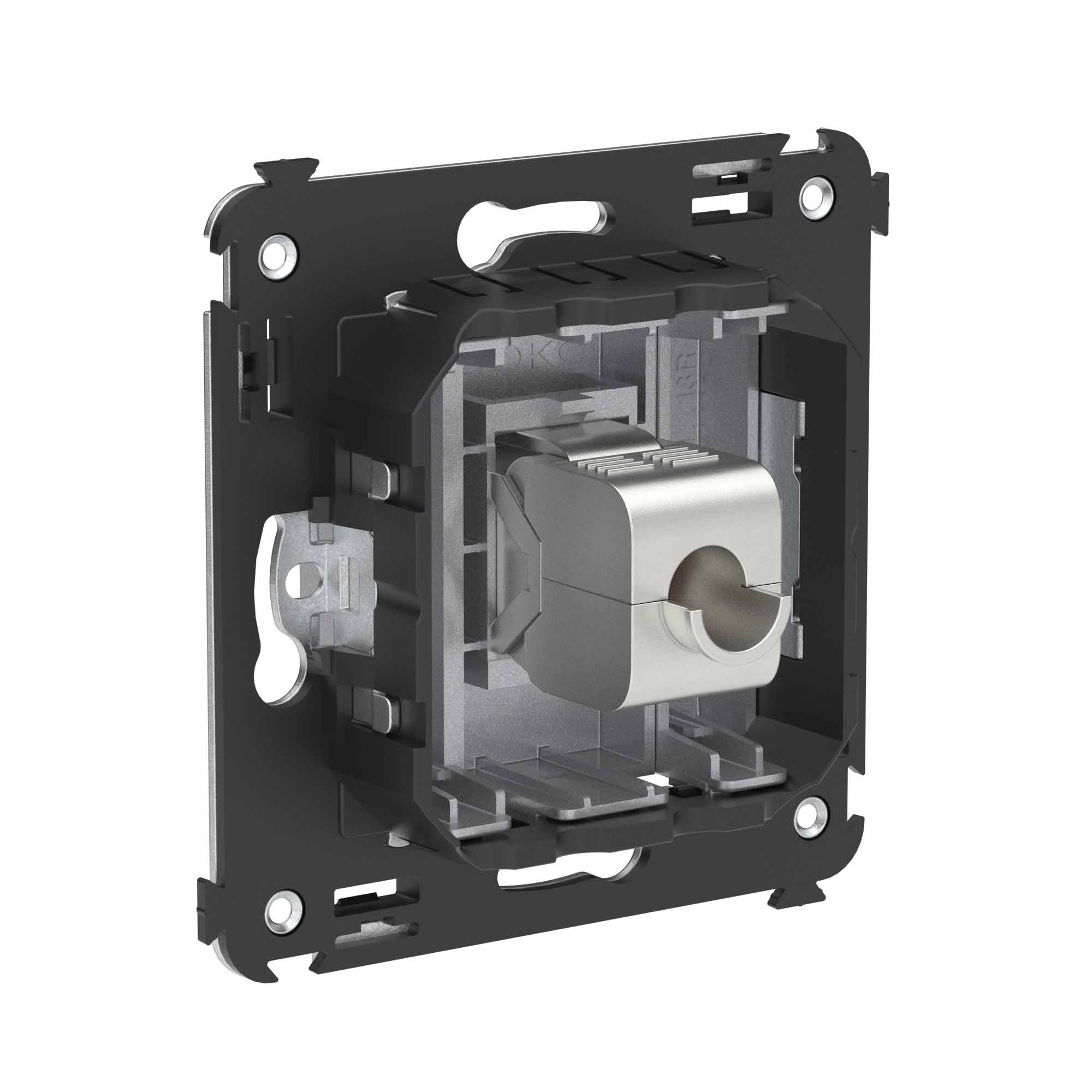 Компьютерная розетка RJ-45 без шторки в стену, кат.6А одинарная экранированная, "Avanti", "Закаленная сталь"