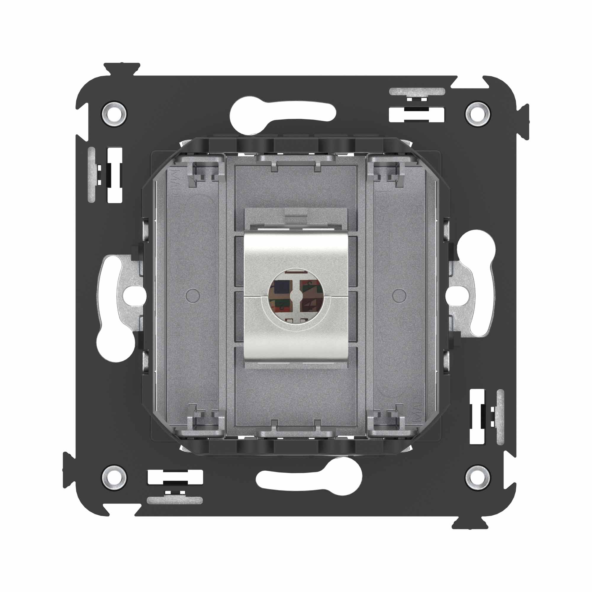 Компьютерная розетка RJ-45 без шторки в стену, кат.6А одинарная экранированная, "Avanti", "Закаленная сталь"