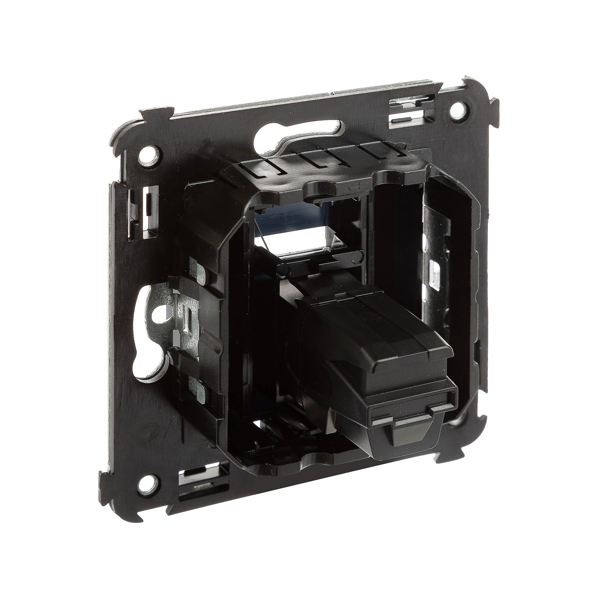 HDMI розетка одинарная в стену, тип А-А, "Avanti", "Черный квадрат"