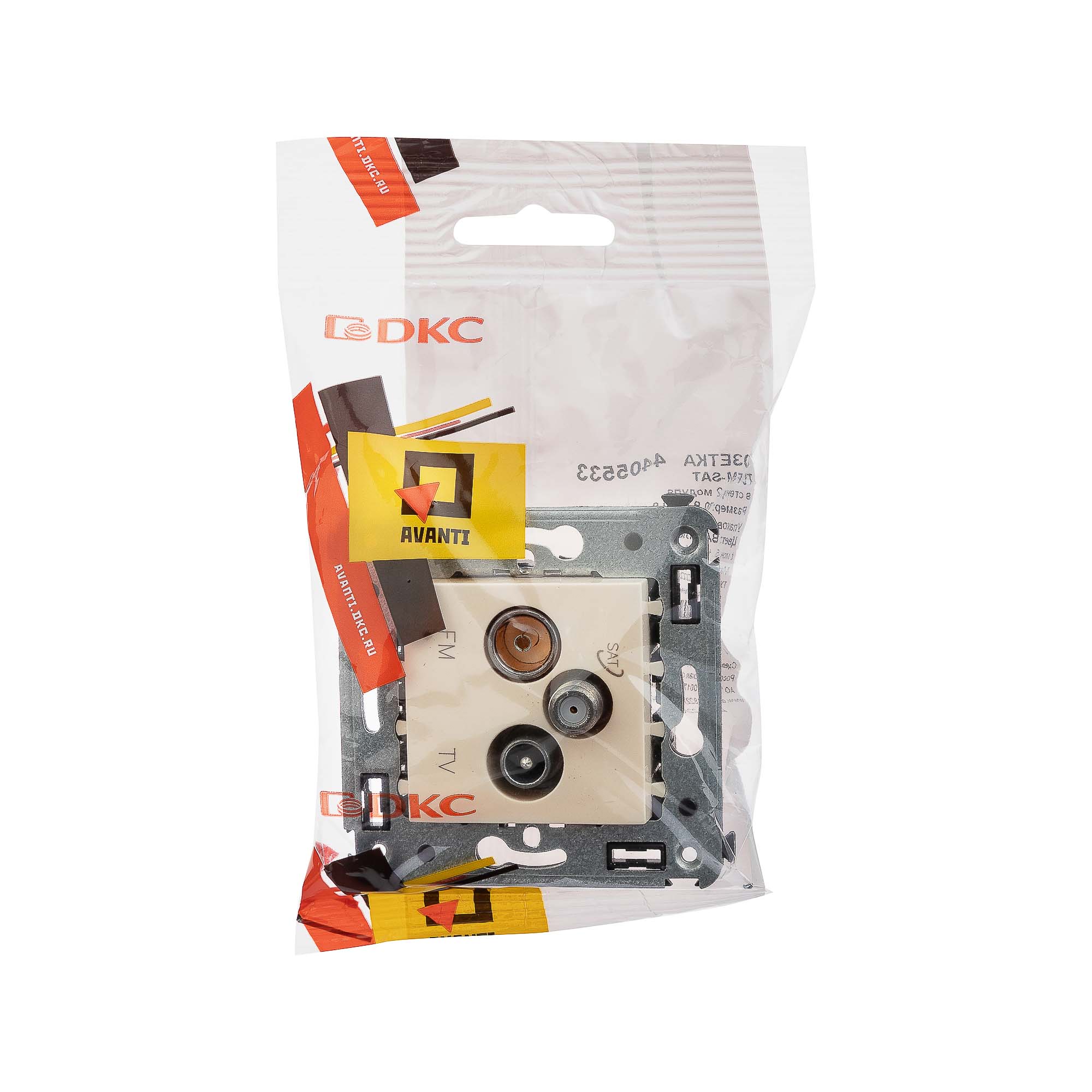 Розетка TV-FM-SAT в стену, "Avanti", "Ванильная дымка"