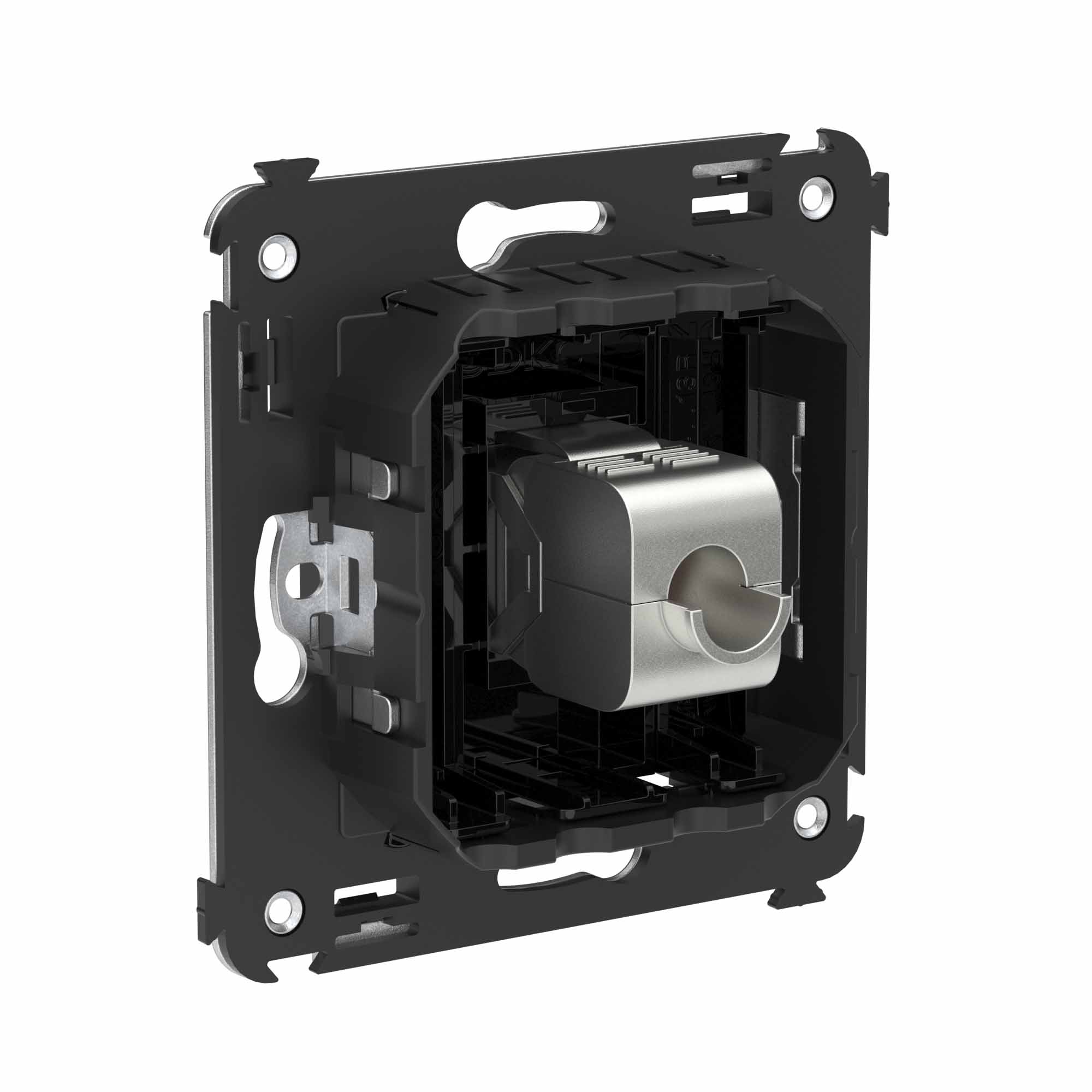 Компьютерная розетка RJ-45 без шторки в стену, кат.6А одинарная экранированная, "Avanti", "Черный квадрат"