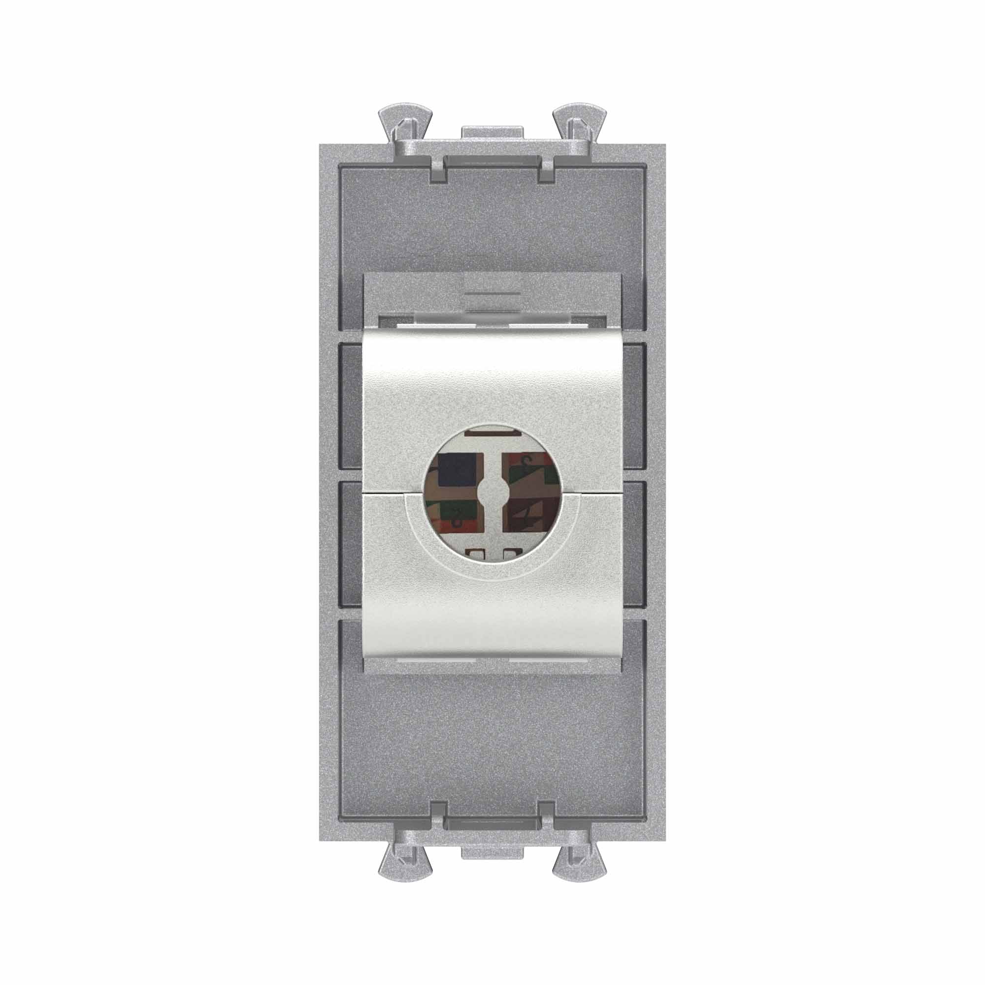 Компьютерная розетка RJ-45 без шторки модульная, кат.6А экранированная, "Avanti", "Закаленная сталь", 1 модуль