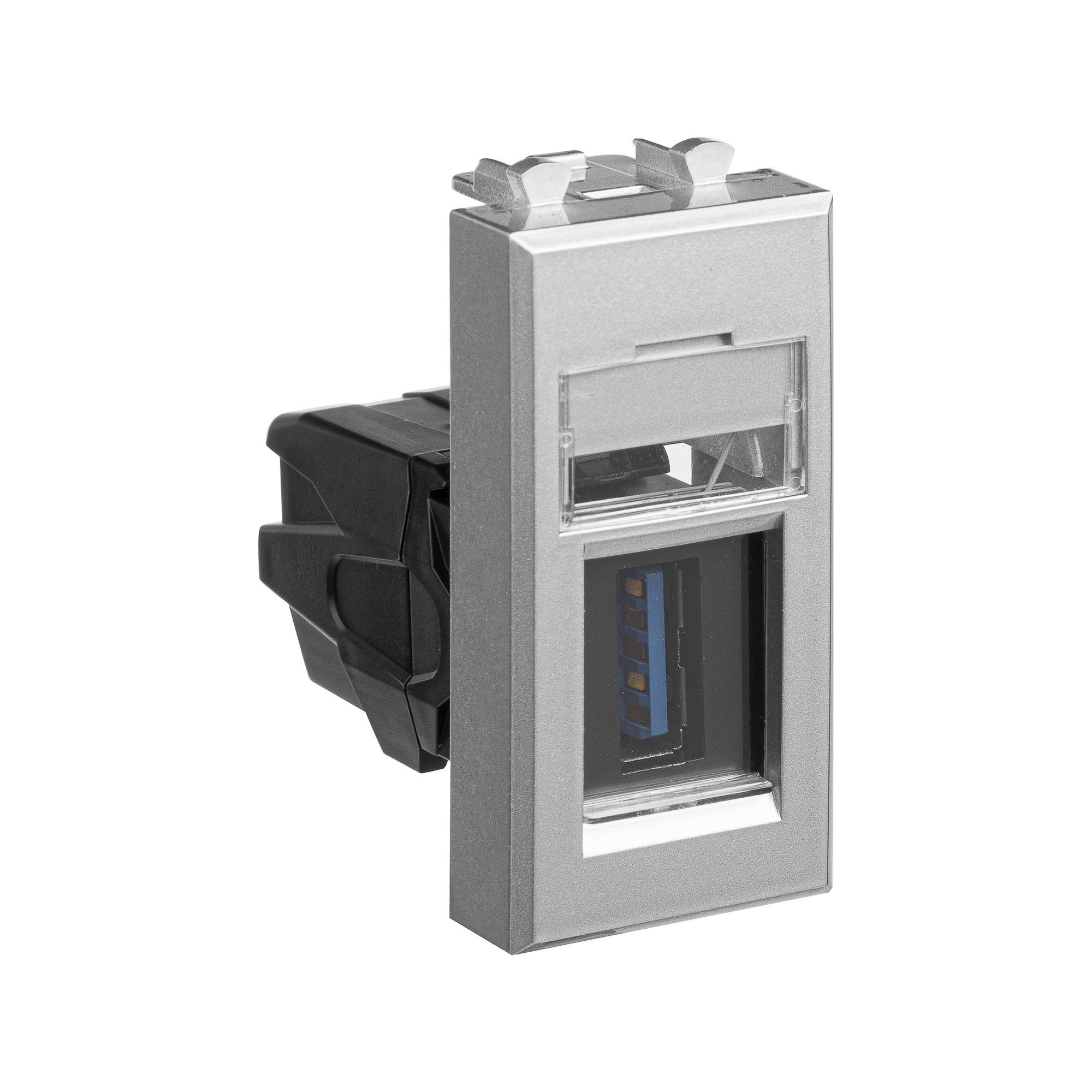 USB 3.0 розетка модульная, тип А-А, "Avanti", "Закаленная сталь", 1модуль