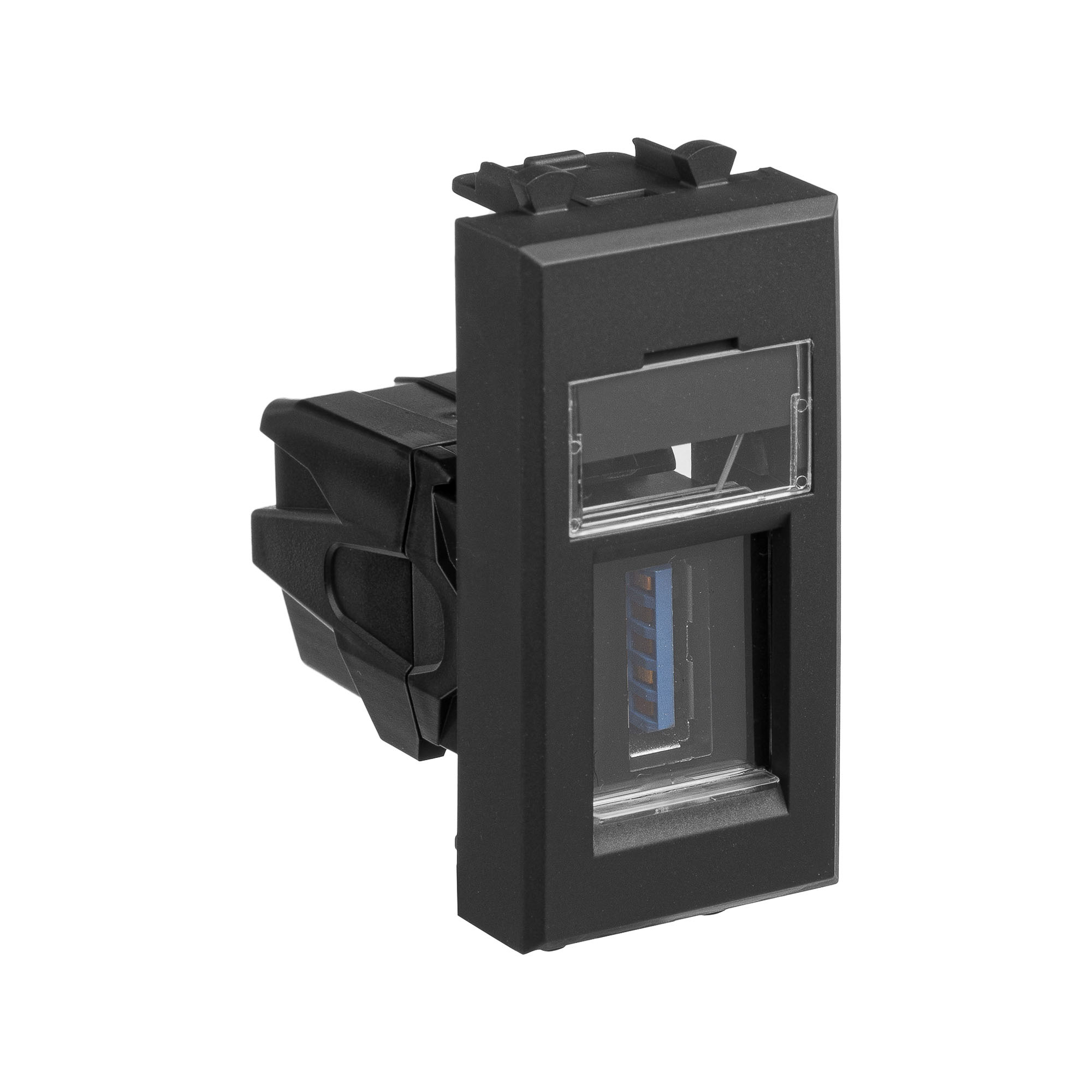 USB 3.0 розетка модульная, тип А-А, "Avanti", "Черный матовый", 1 модуль