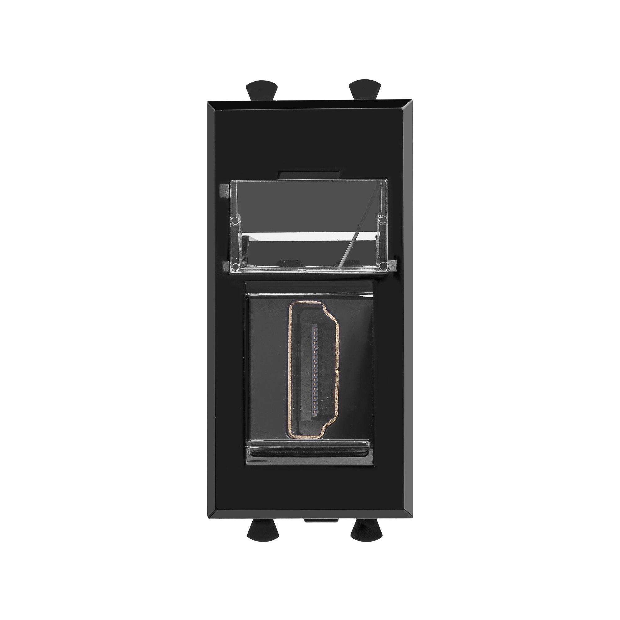 HDMI розетка модульная, тип А-А, "Avanti", "Черный квадрат", 1 модуль