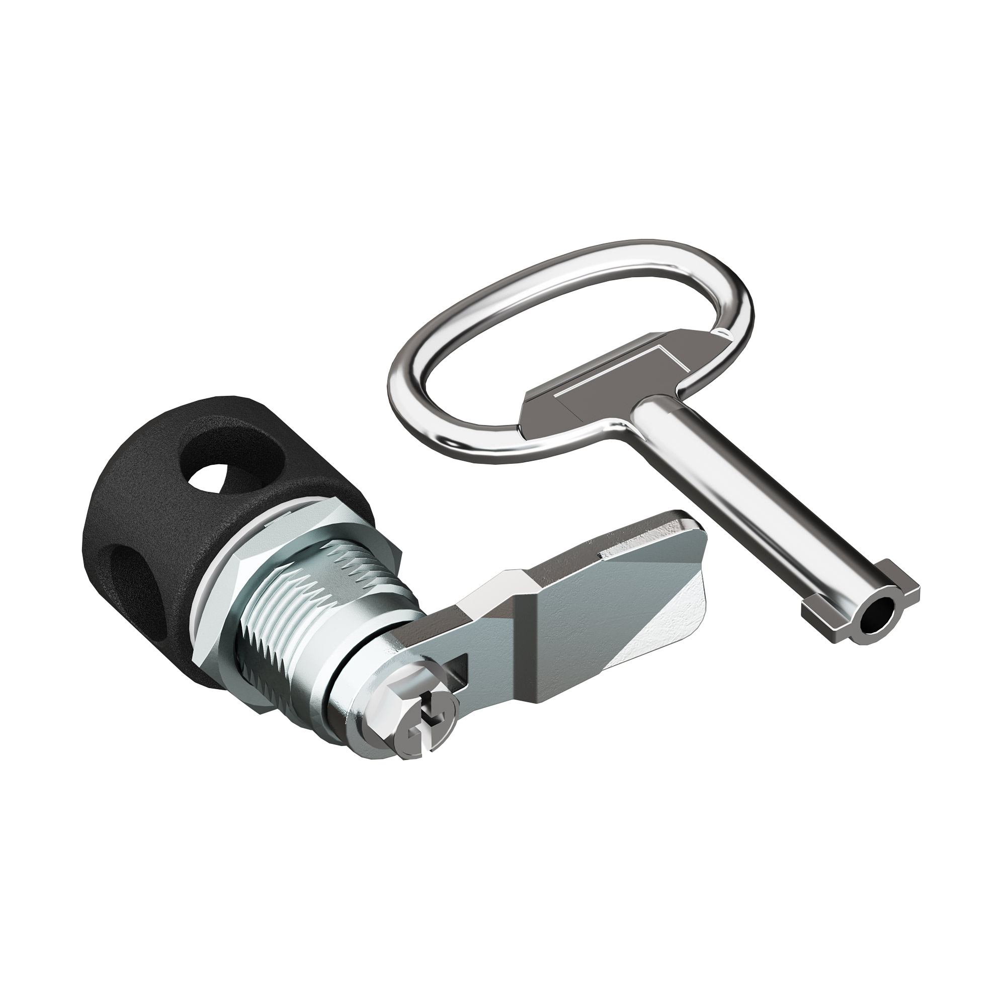 Поворотный замок для установки навесного замка с личинкой под двойнуюбородку 3 мм для навесных корпусов, металл, черный, ключ в комплекте