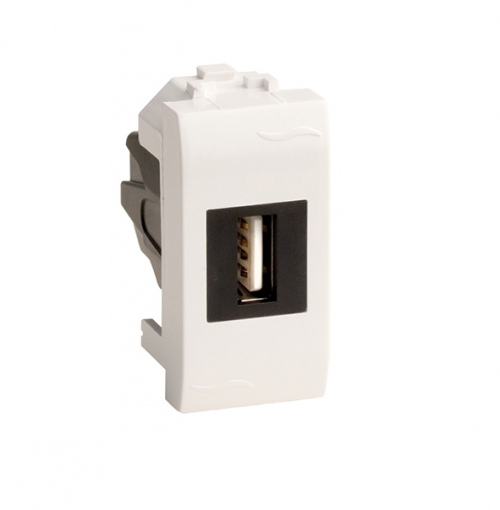 USB 2.0 розетка, Brava, белая, 1 мод.