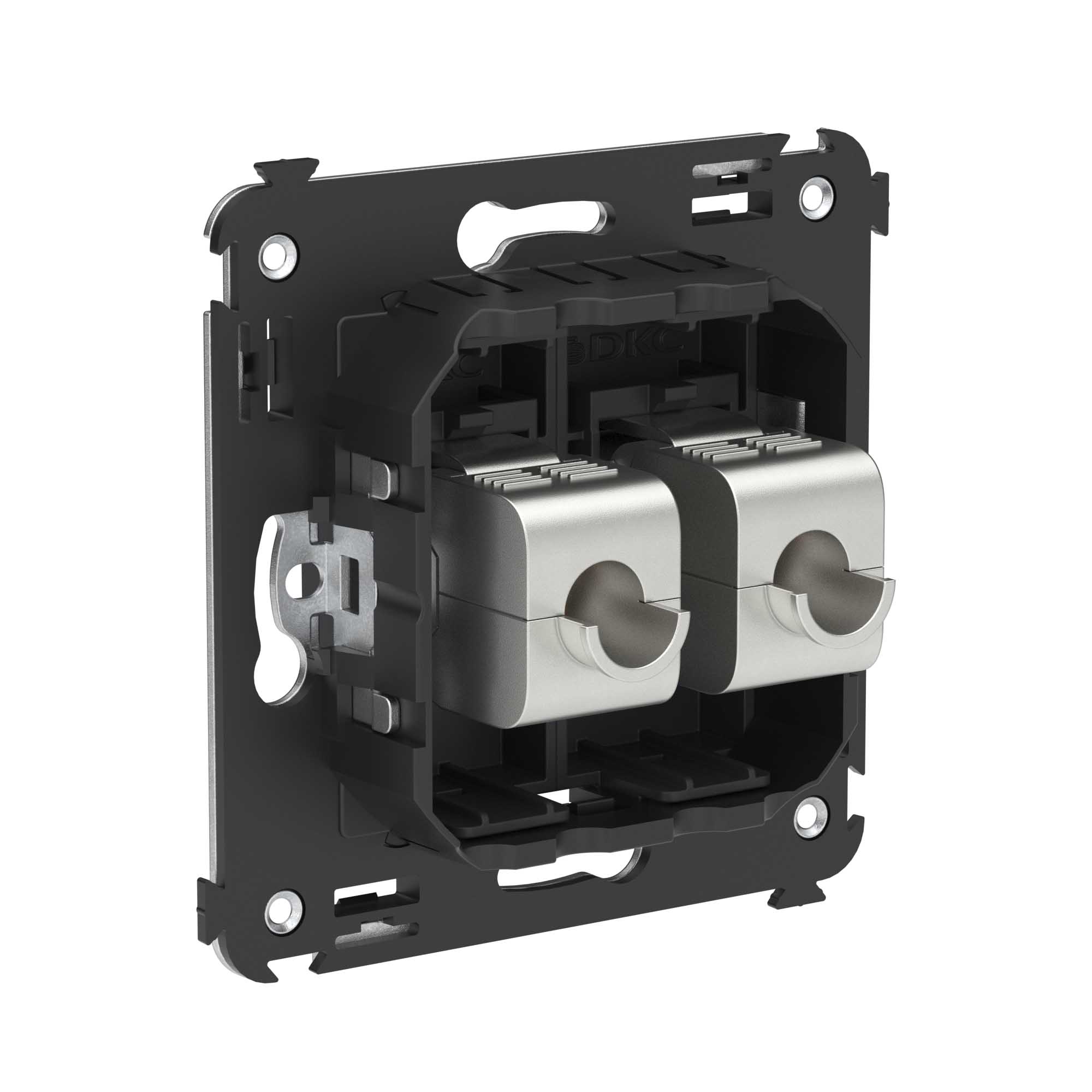 Компьютерная розетка RJ-45 без шторки в стену, кат.5e двойная экранированная, "Avanti", "Черный матовый"