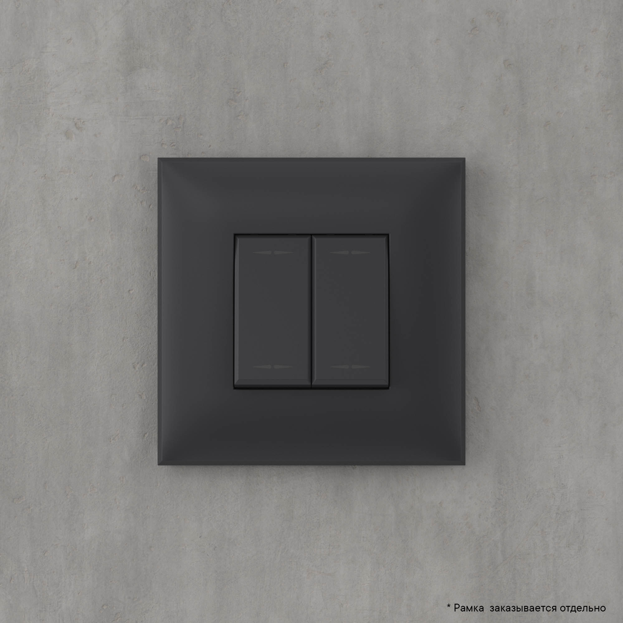 Инвертор двухклавишный в стену, "Avanti", "Черный матовый"