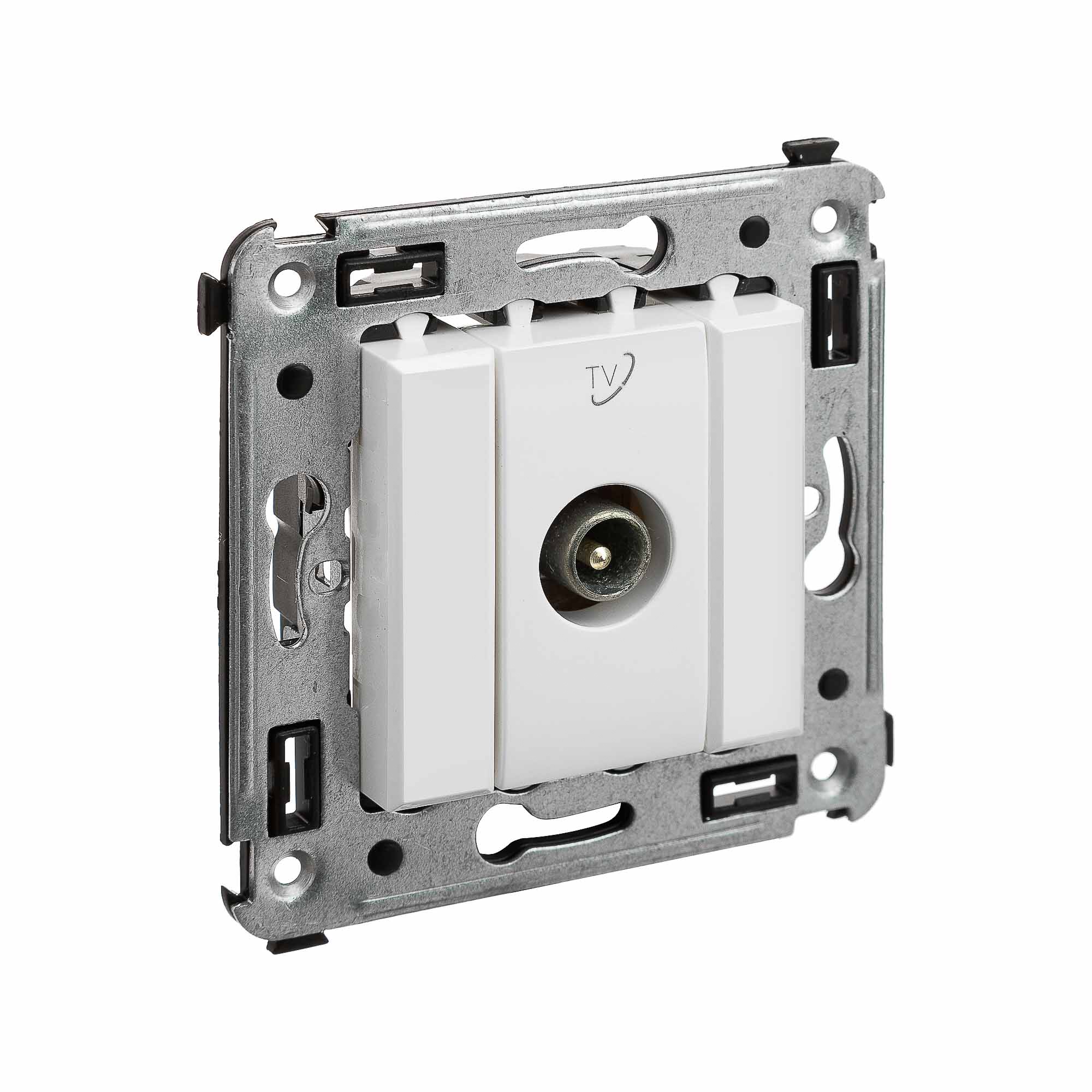 Розетка TV проходная в стену, "Avanti", "Белое облако"