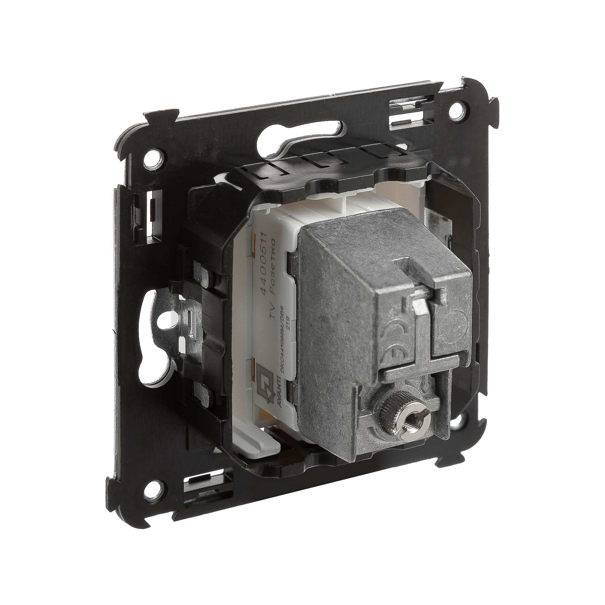 Розетка TV проходная в стену, "Avanti", "Белое облако"