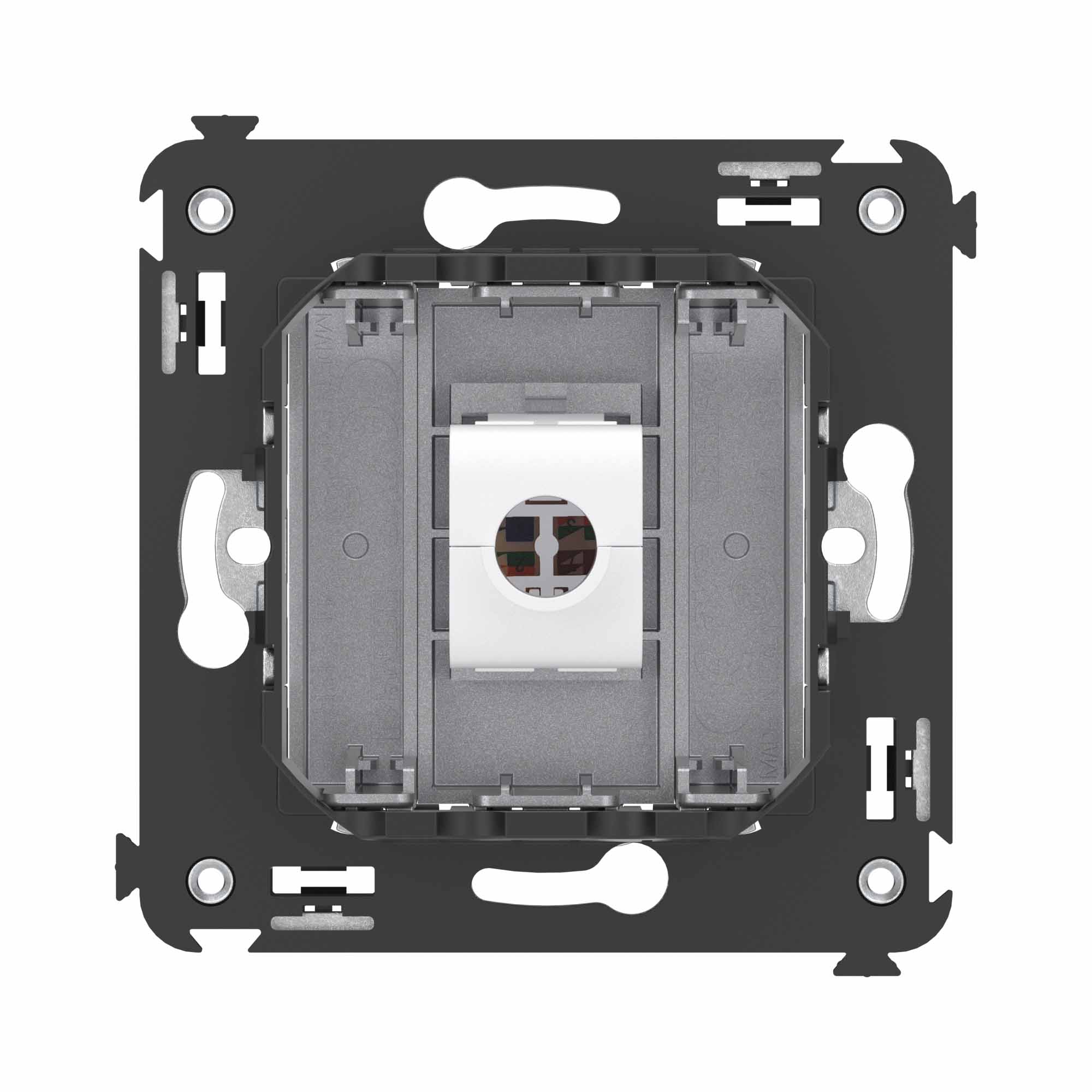 Компьютерная розетка RJ-45 без шторки в стену, кат.6А одинарная, "Avanti", "Закаленная сталь"