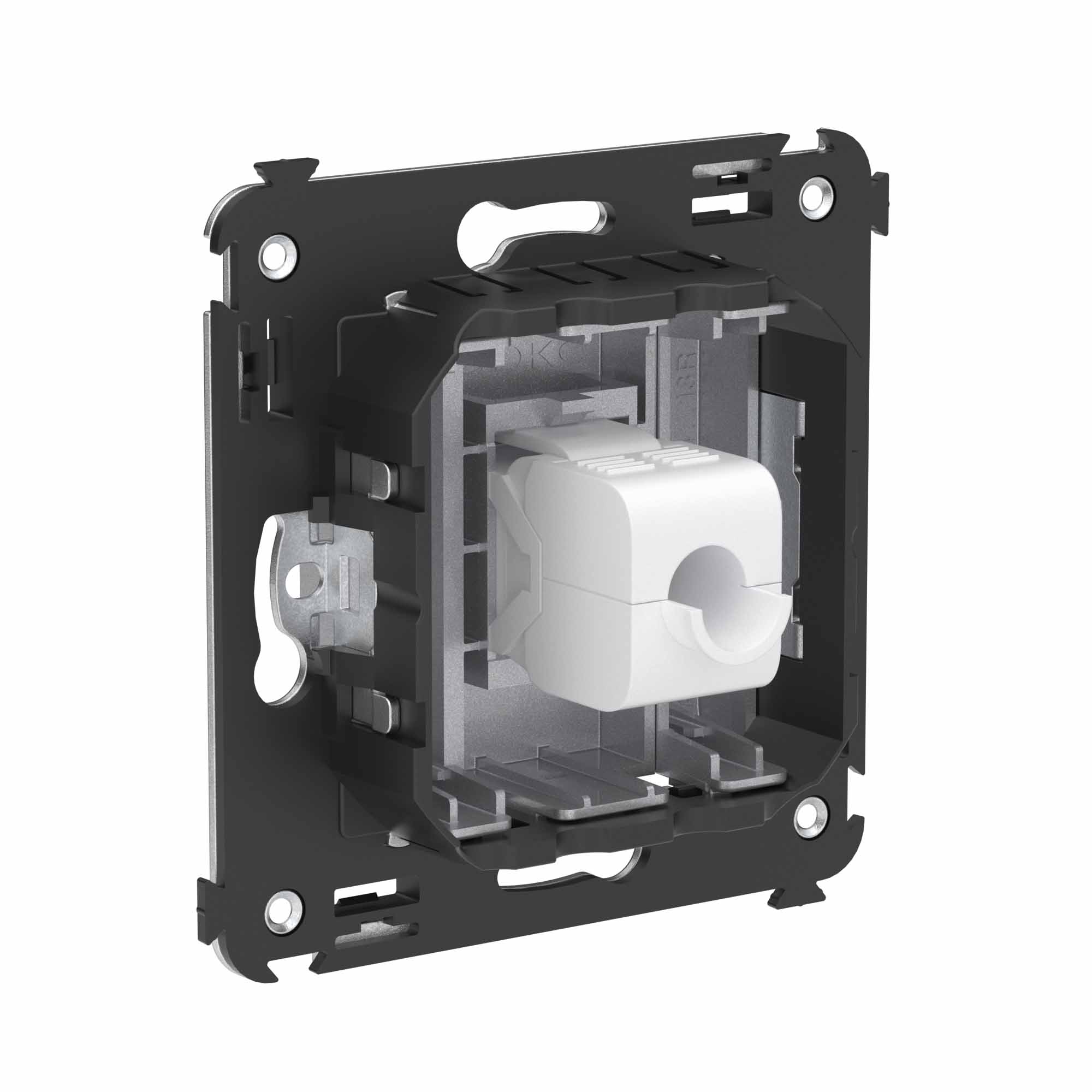 Компьютерная розетка RJ-45 без шторки в стену, кат.6А одинарная, "Avanti", "Закаленная сталь"