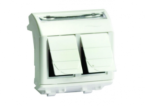 Компьютерная розетка двойная RJ45 кат.5e экран., 8P8C, Brava, черная, 2мод