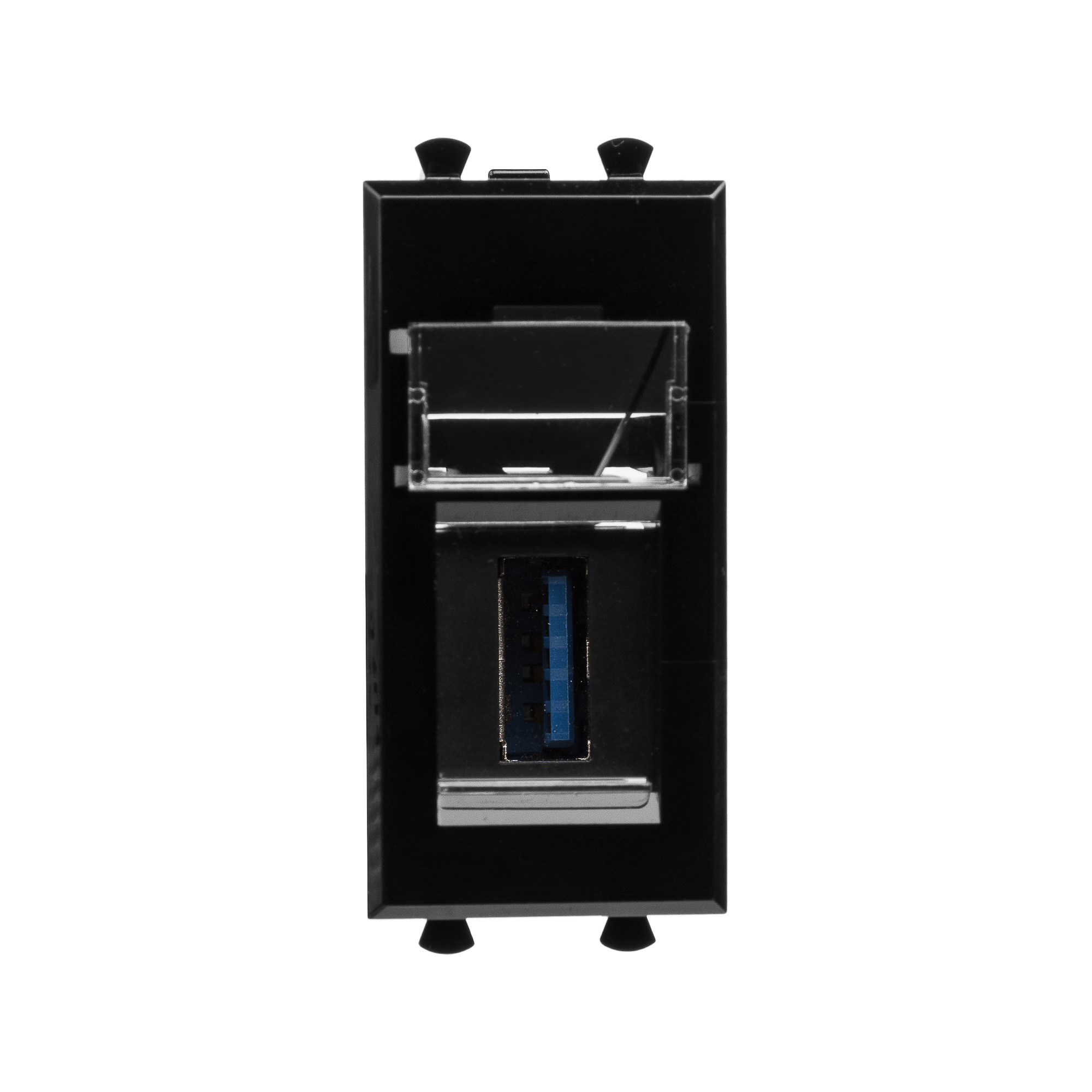 USB 3.0 розетка модульная, тип А-А, "Avanti", "Черный квадрат", 1 модуль