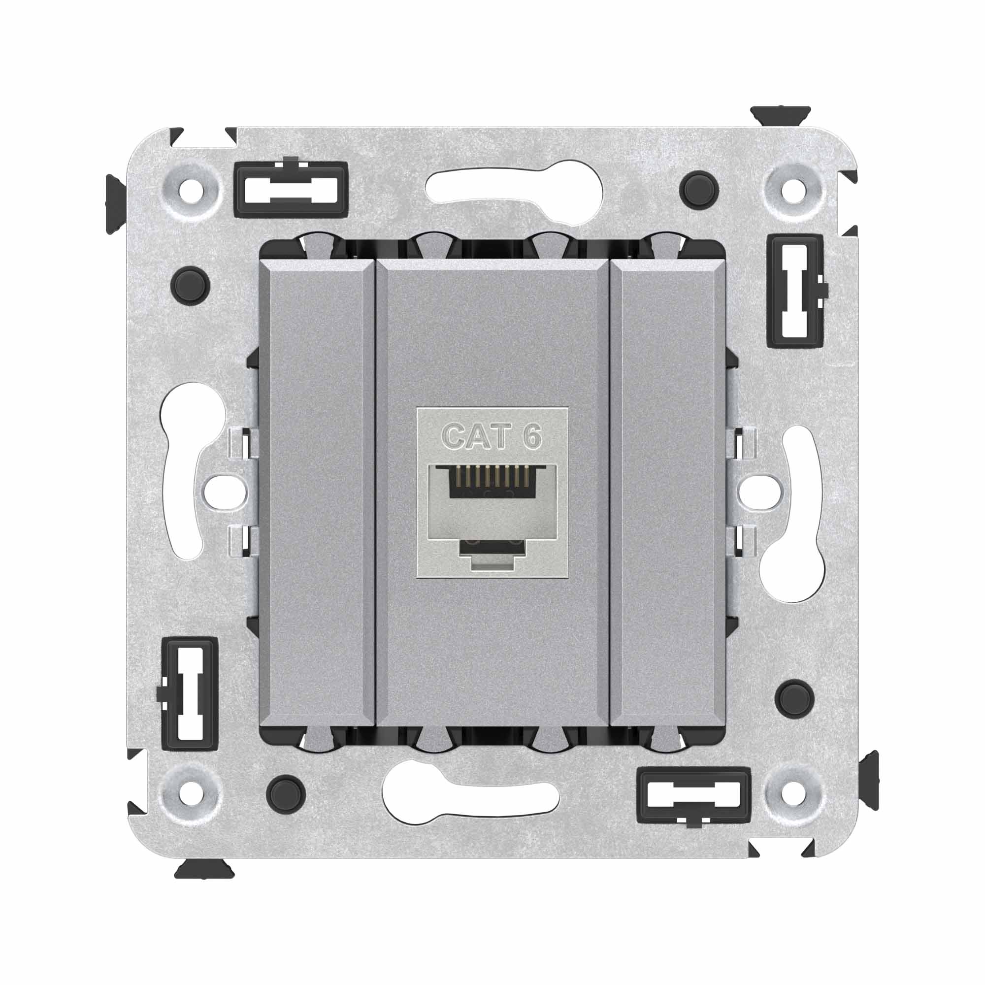 Компьютерная розетка RJ-45 без шторки в стену, кат.6 одинарная экранированная, "Avanti", "Закаленная сталь"