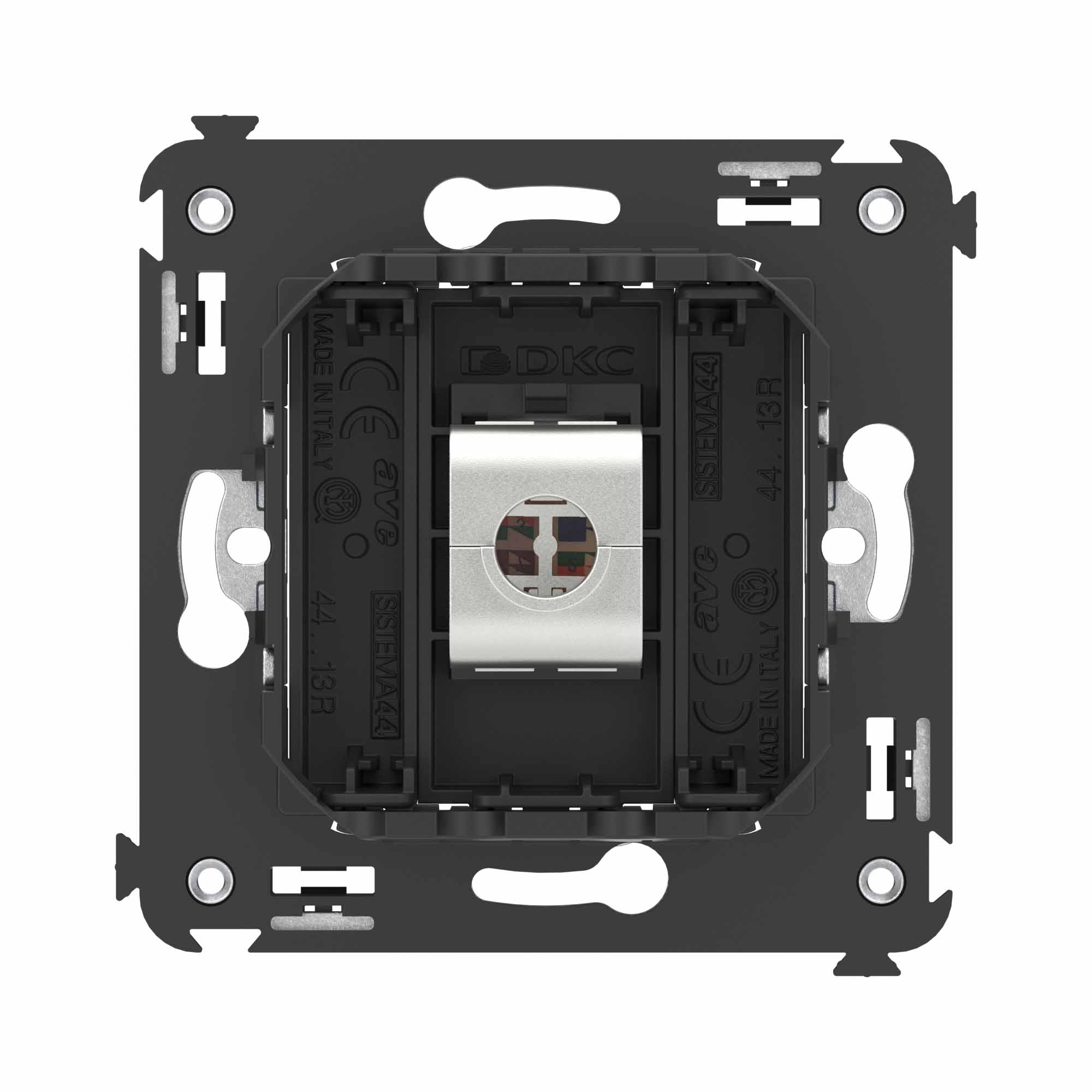 Компьютерная розетка RJ-45 без шторки в стену, кат.6 одинарная экранированная, "Avanti", "Черный матовый"