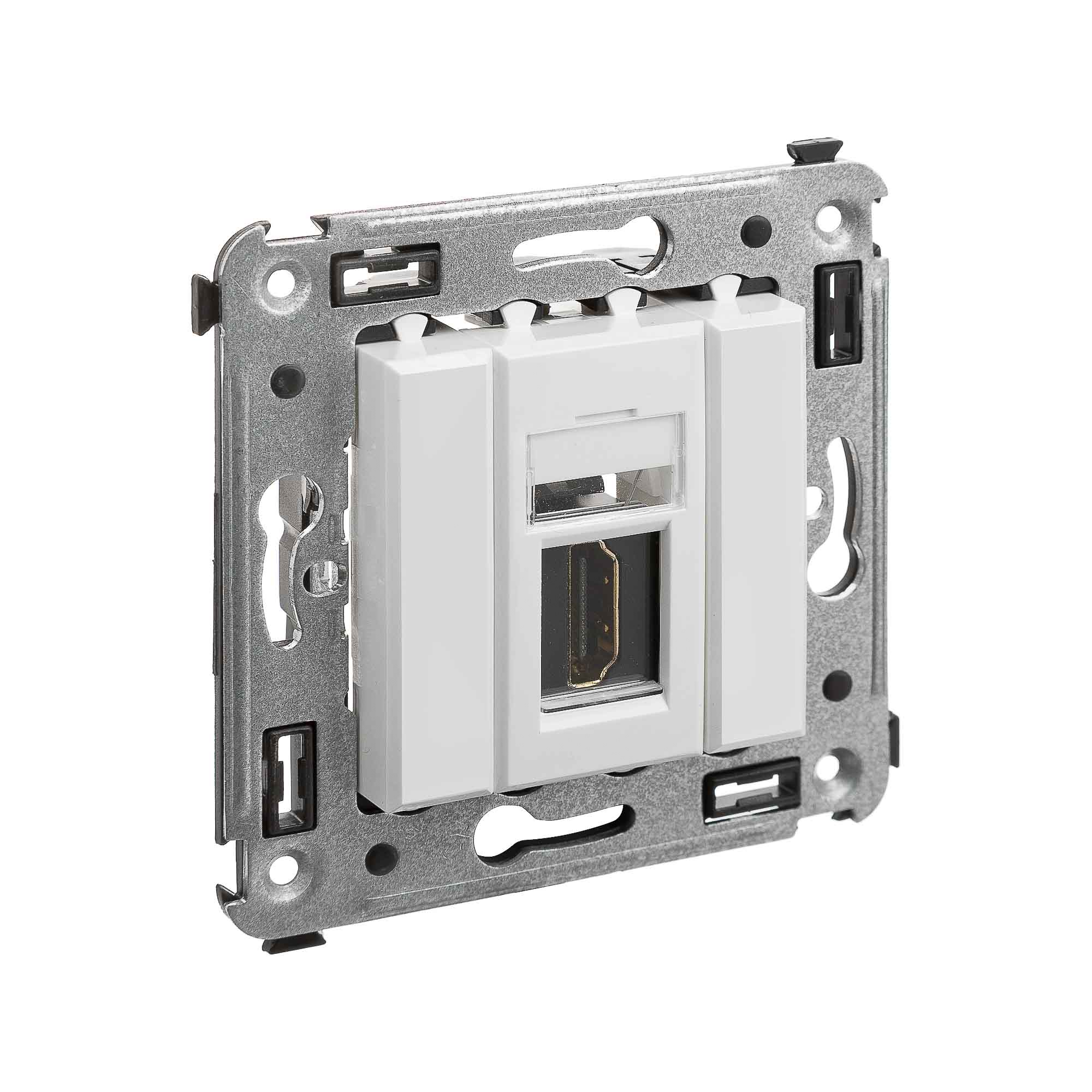 HDMI розетка одинарная в стену, тип А-А, "Avanti", "Белое облако"