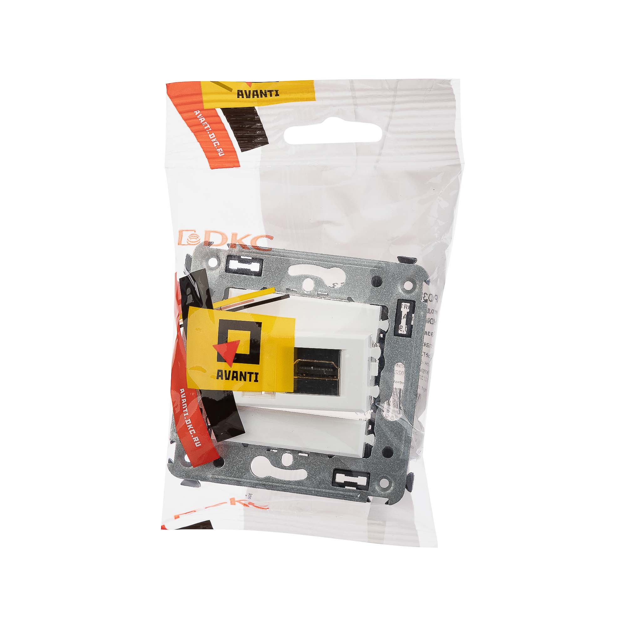 HDMI розетка одинарная в стену, тип А-А, "Avanti", "Белое облако"