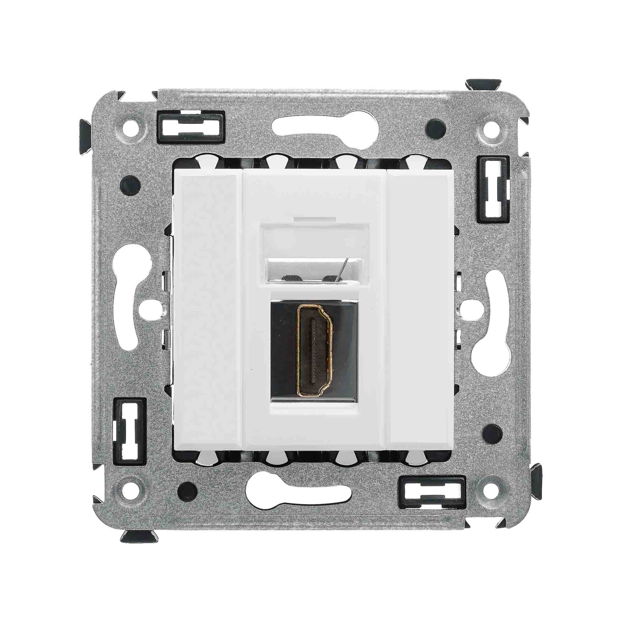 HDMI розетка одинарная в стену, тип А-А, "Avanti", "Белое облако"