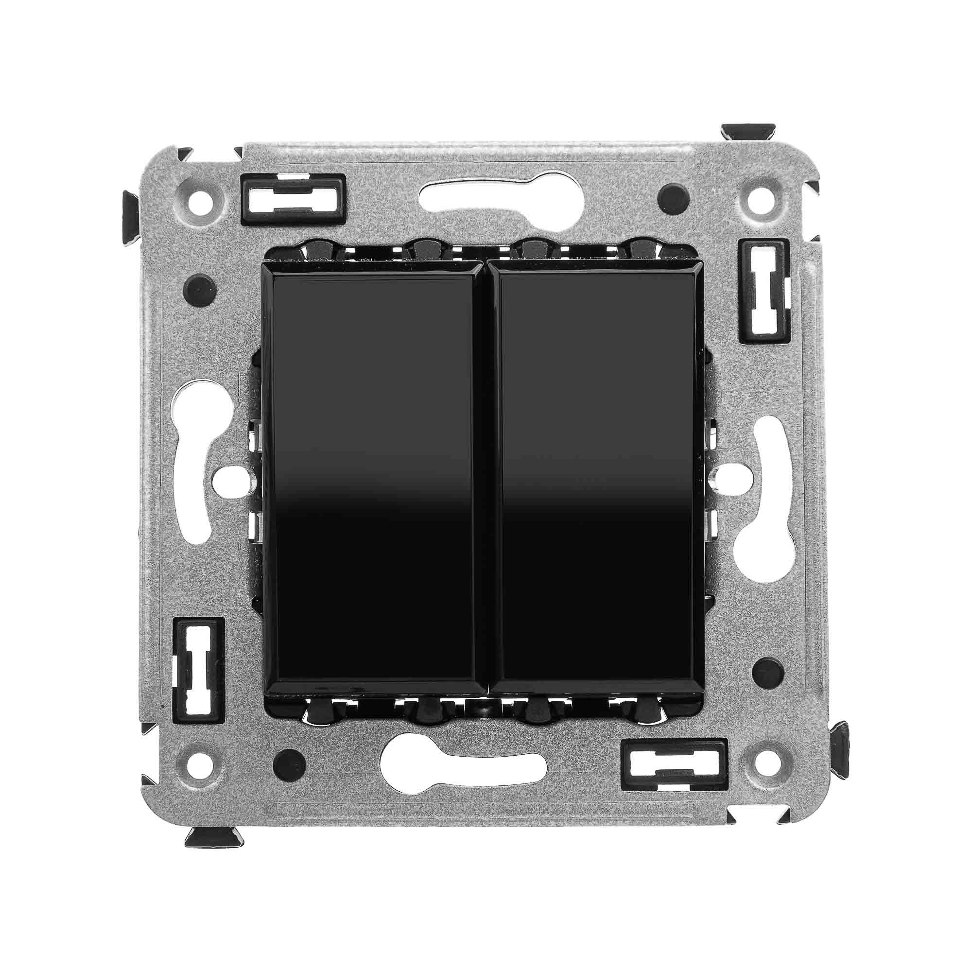 Инвертор двухклавишный в стену, "Avanti", "Черный квадрат"