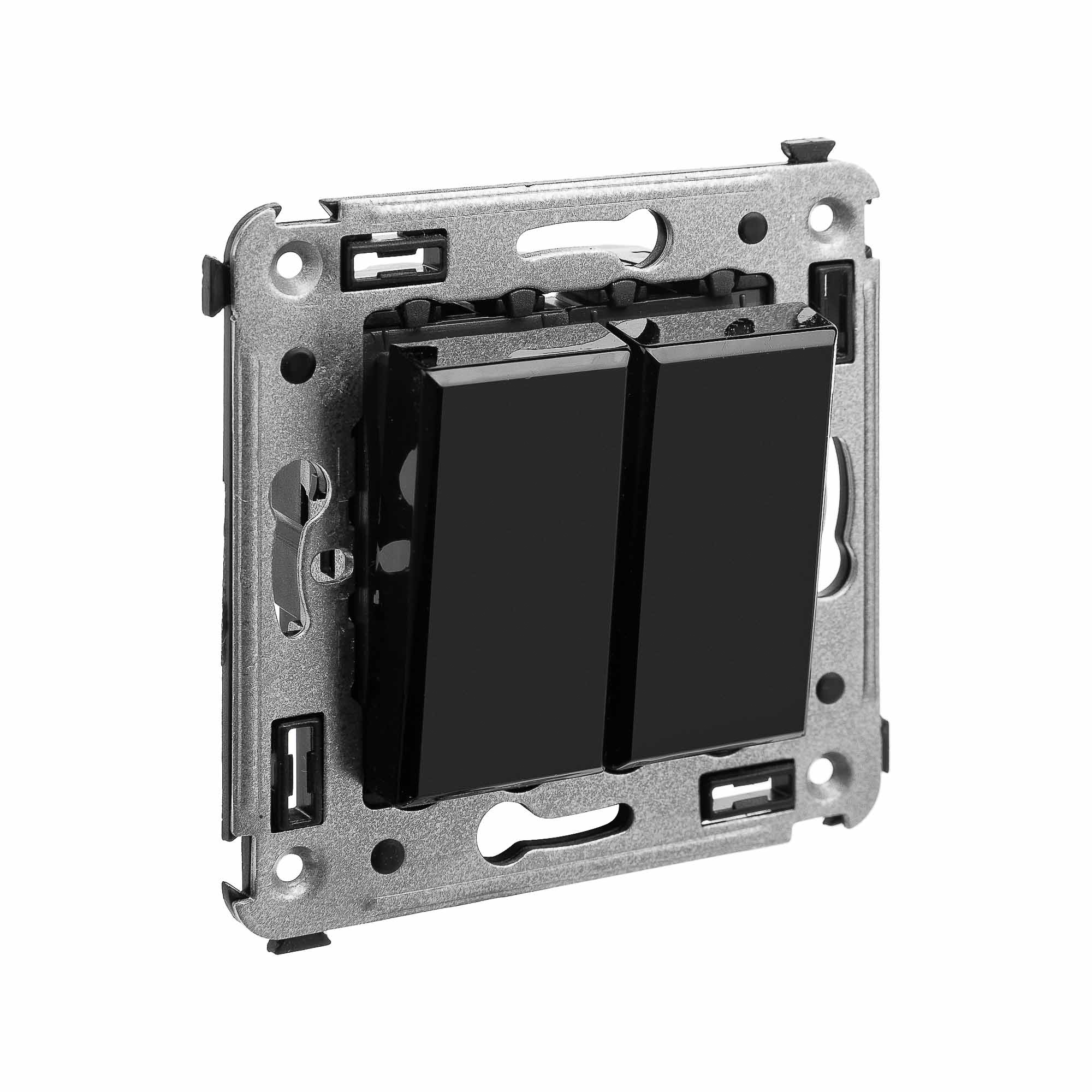 Инвертор двухклавишный в стену, "Avanti", "Черный квадрат"