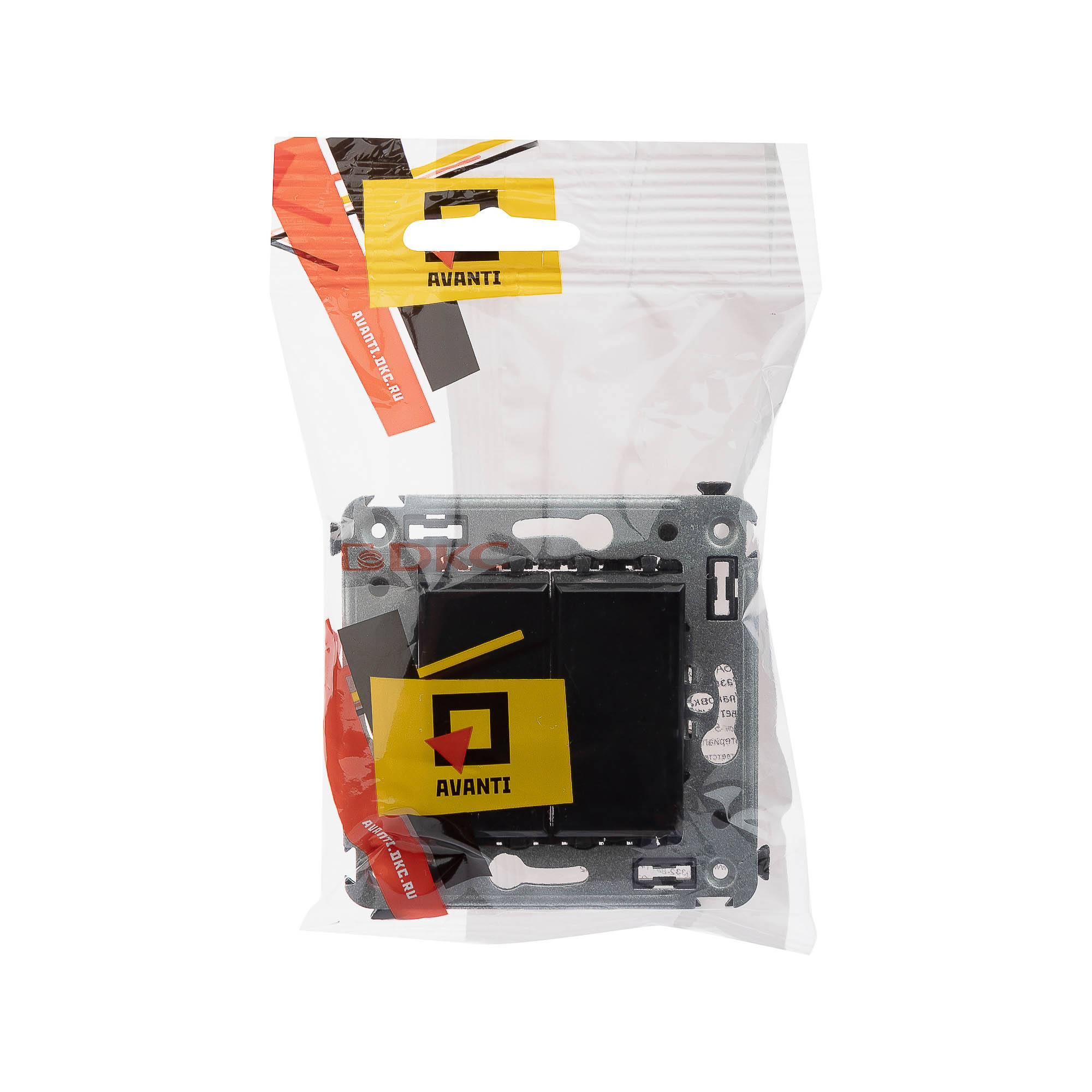 Инвертор двухклавишный в стену, "Avanti", "Черный квадрат"