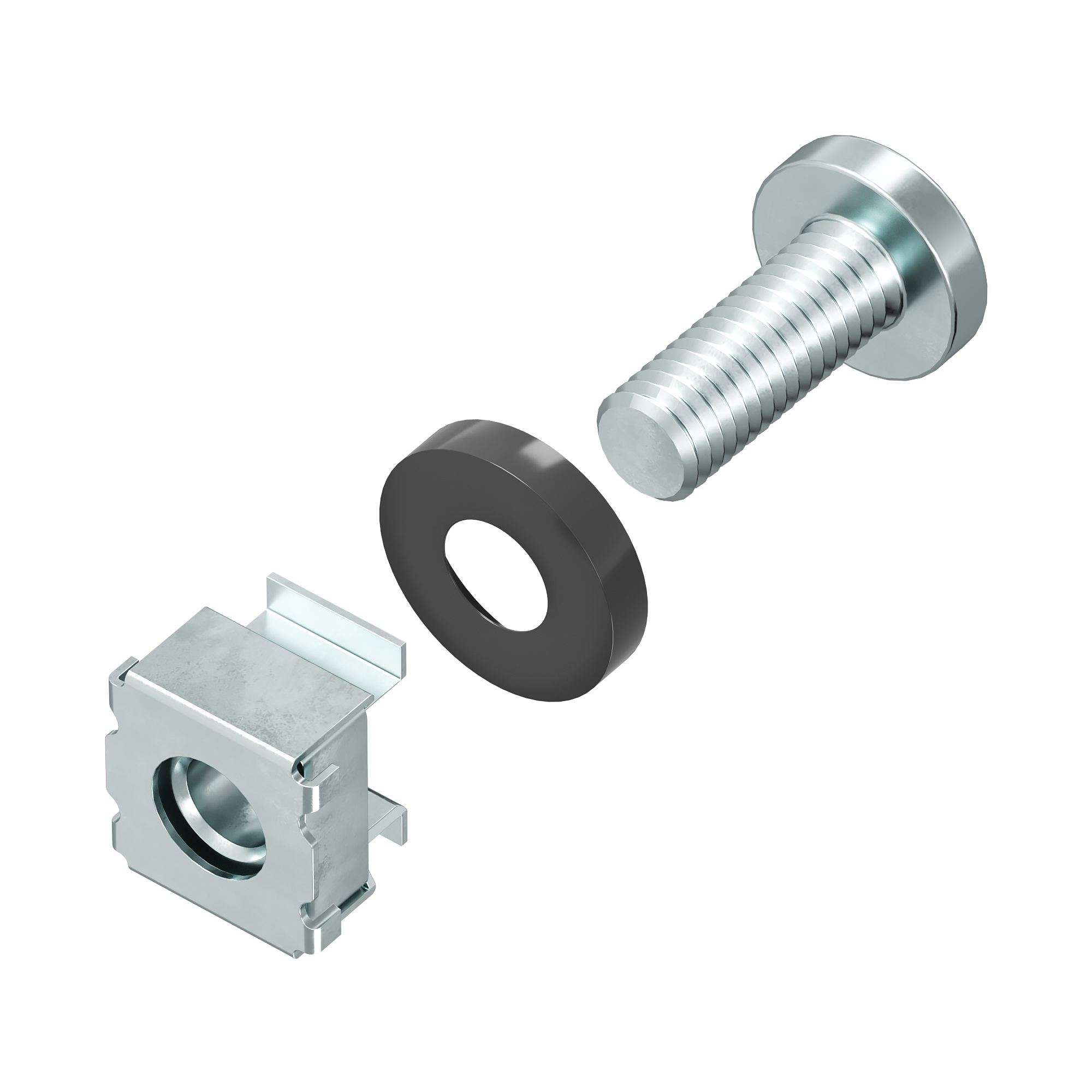 Комплект крепежный - винт, шайба, гайка для напольных 19" IT-корпусов ДКС серии CQE, 50шт