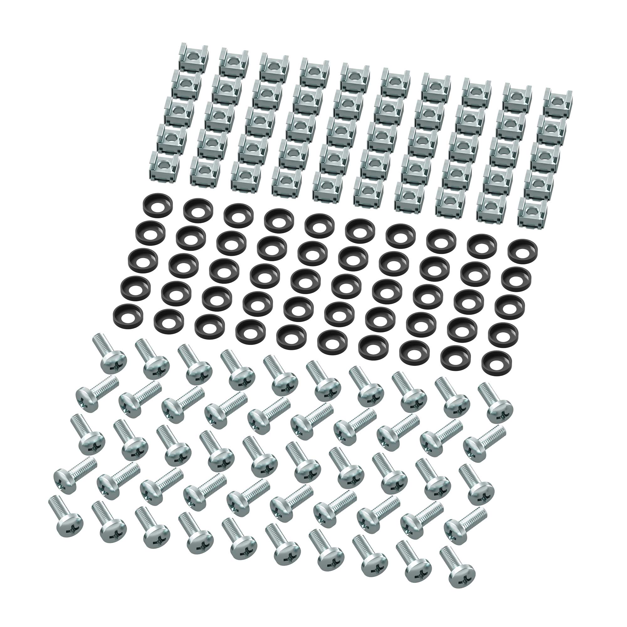 Комплект крепежный - винт, шайба, гайка для напольных 19" IT-корпусов ДКС серии CQE, 50шт