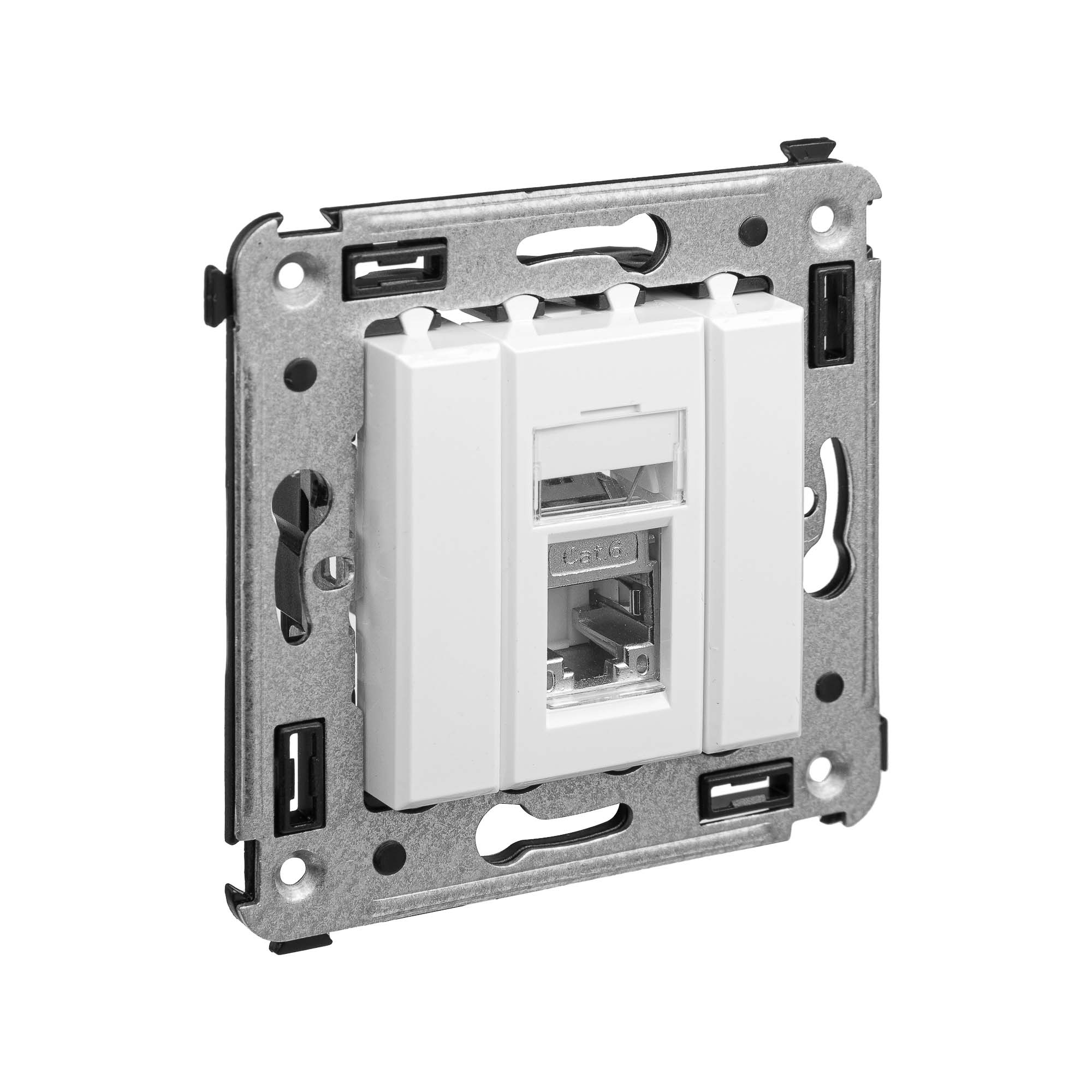 Компьютерная розетка RJ-45 в стену, кат.6 одинарная экранированная, "Avanti", "Белое облако"