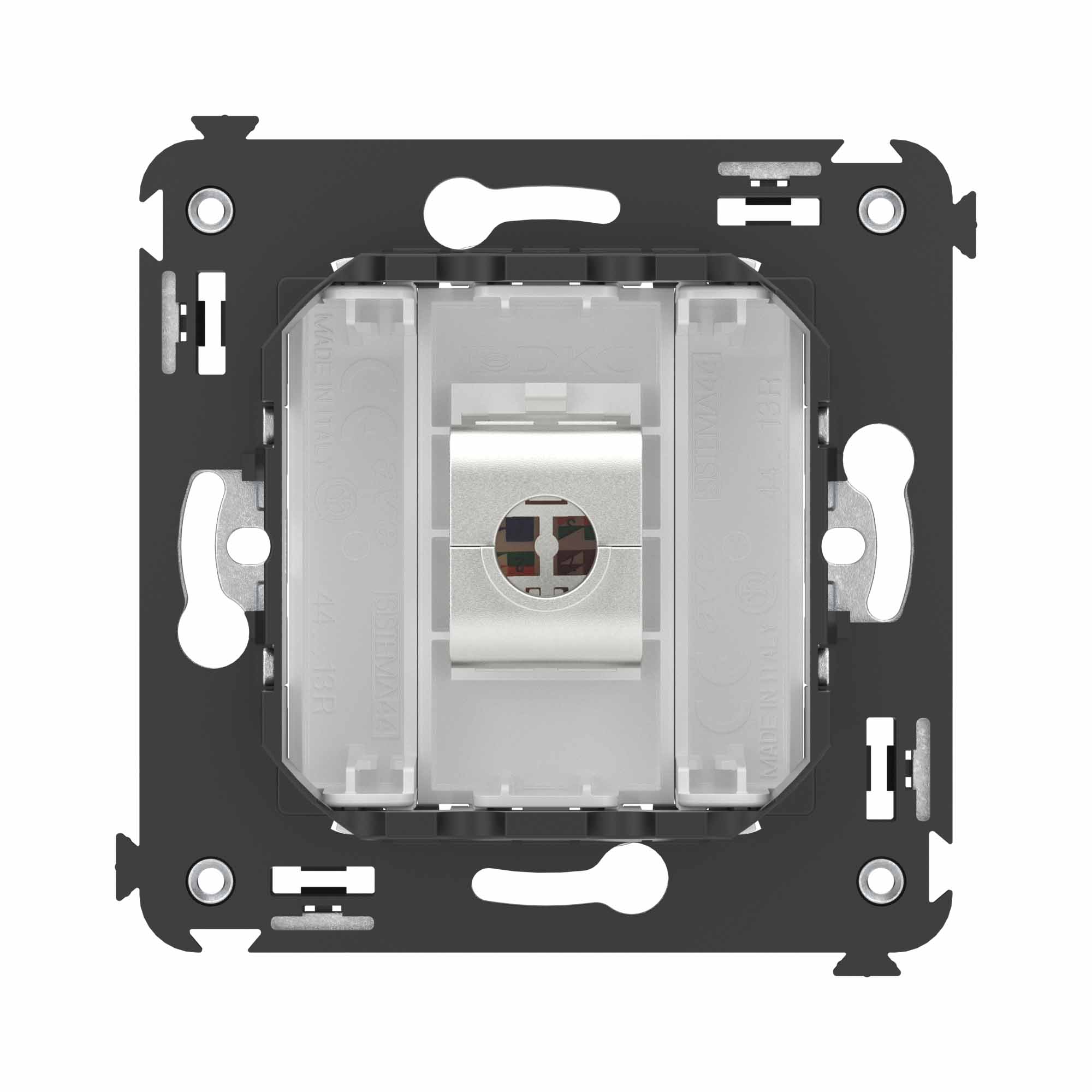 Компьютерная розетка RJ-45 без шторки в стену, кат.6A одинарная экранированная, "Avanti", "Белое облако"