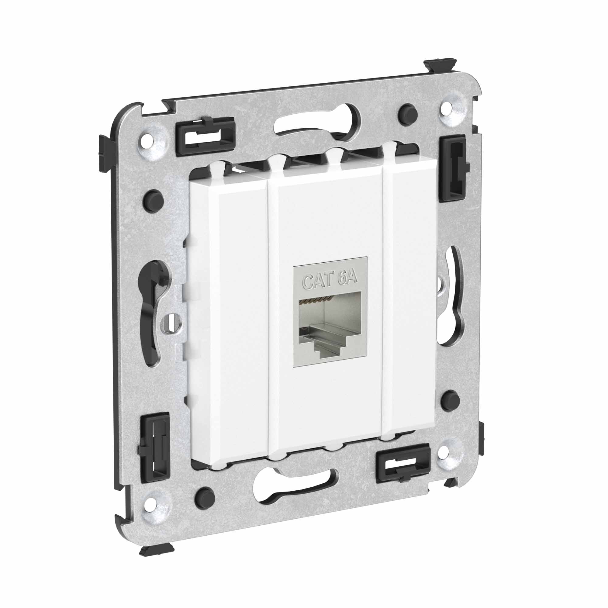 Компьютерная розетка RJ-45 без шторки в стену, кат.6A одинарная экранированная, "Avanti", "Белое облако"