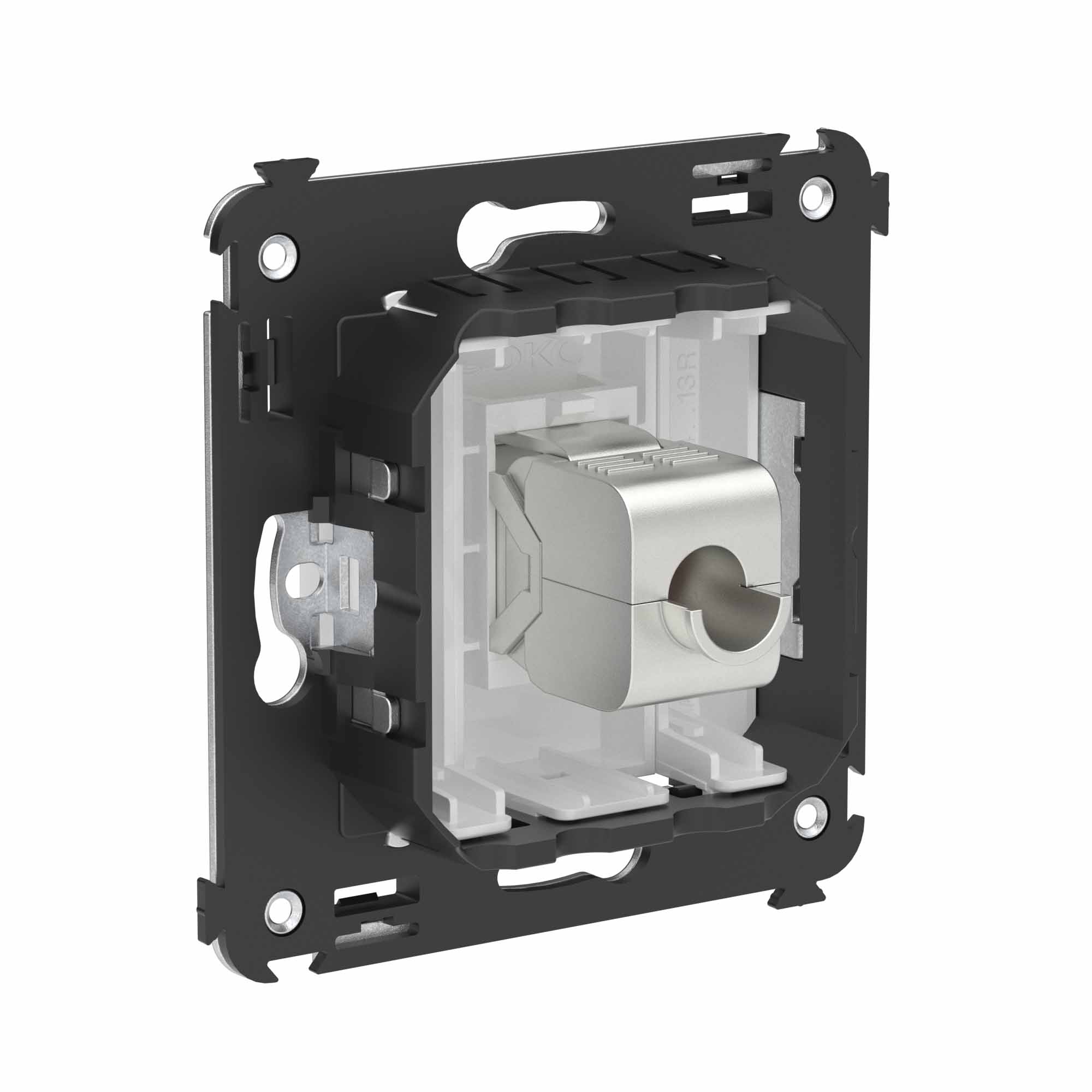 Компьютерная розетка RJ-45 без шторки в стену, кат.6A одинарная экранированная, "Avanti", "Белое облако"