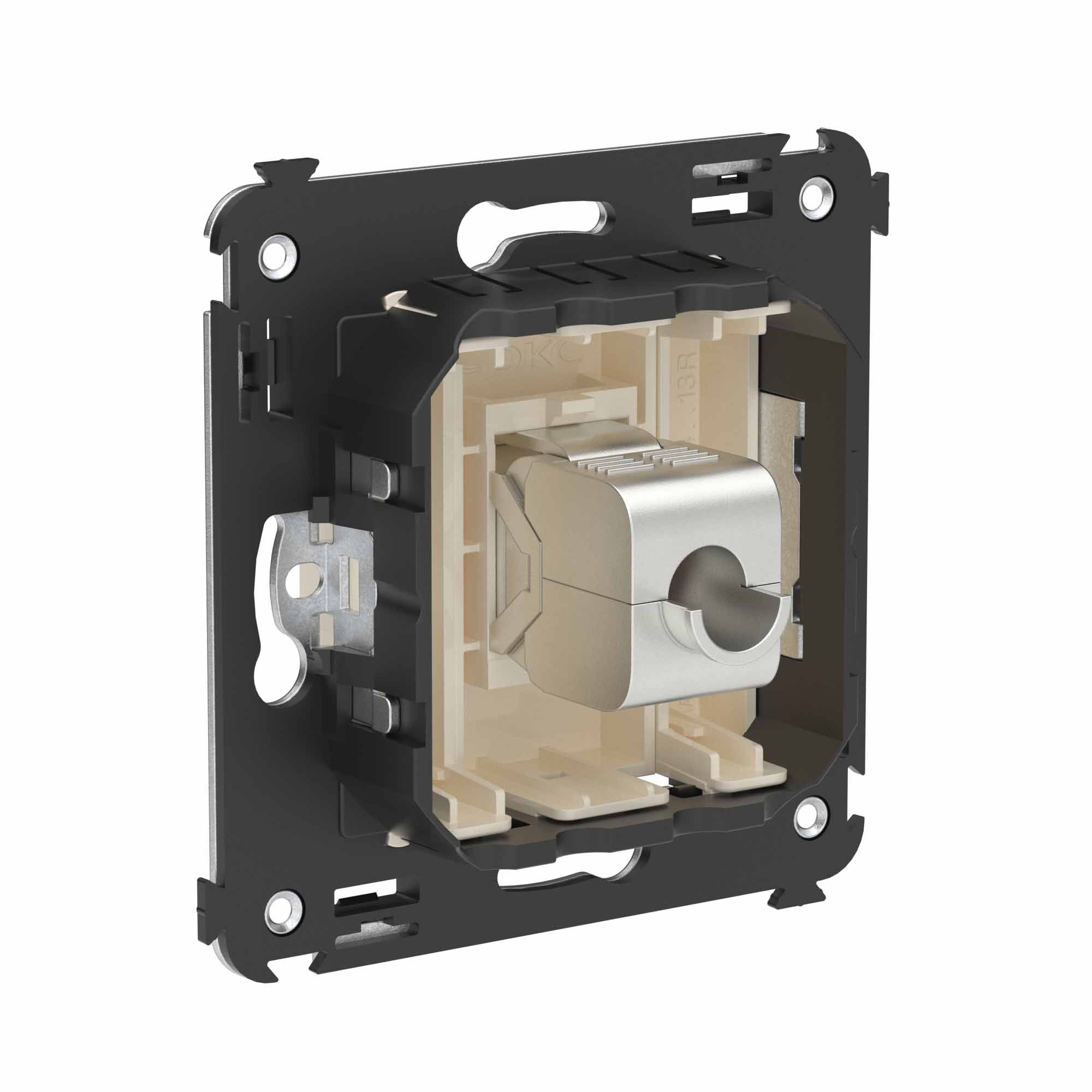 Компьютерная розетка RJ-45 без шторки в стену, кат.6A одинарная экранированная, "Avanti", "Ванильная дымка"