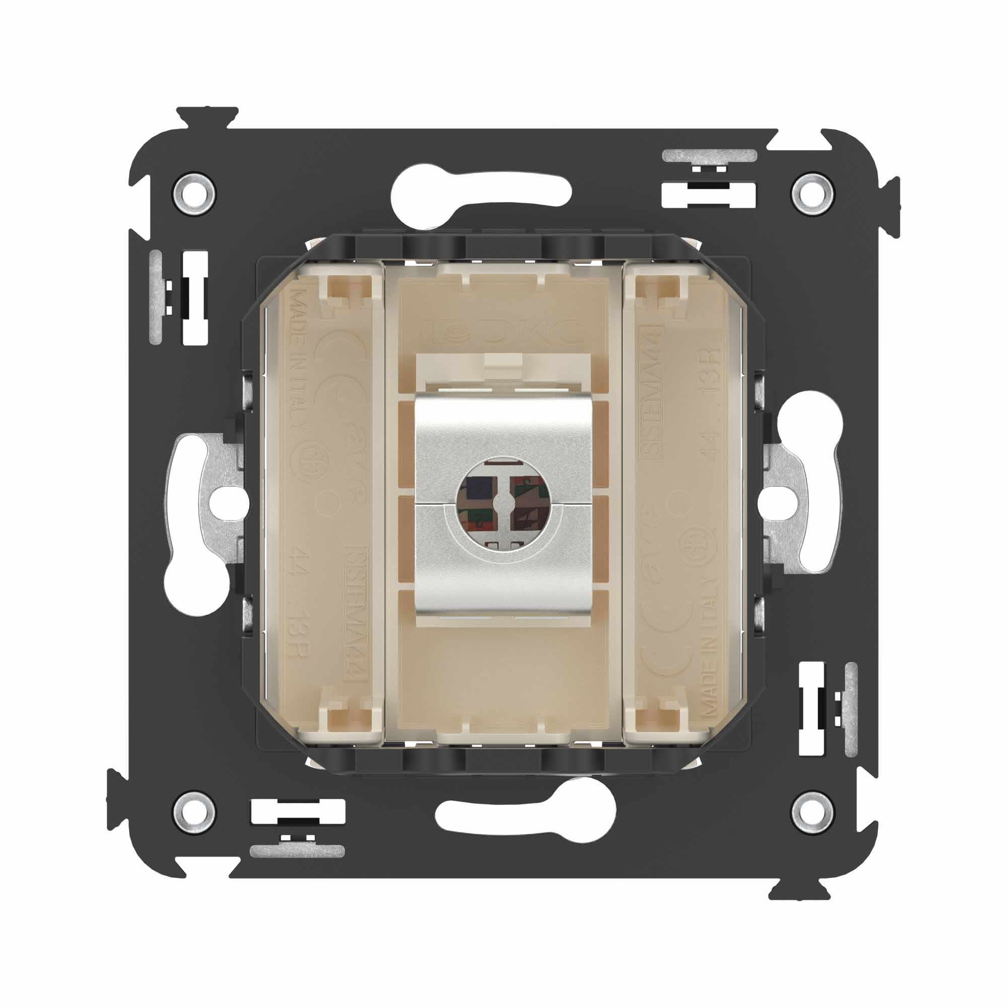 Компьютерная розетка RJ-45 без шторки в стену, кат.6A одинарная экранированная, "Avanti", "Ванильная дымка"
