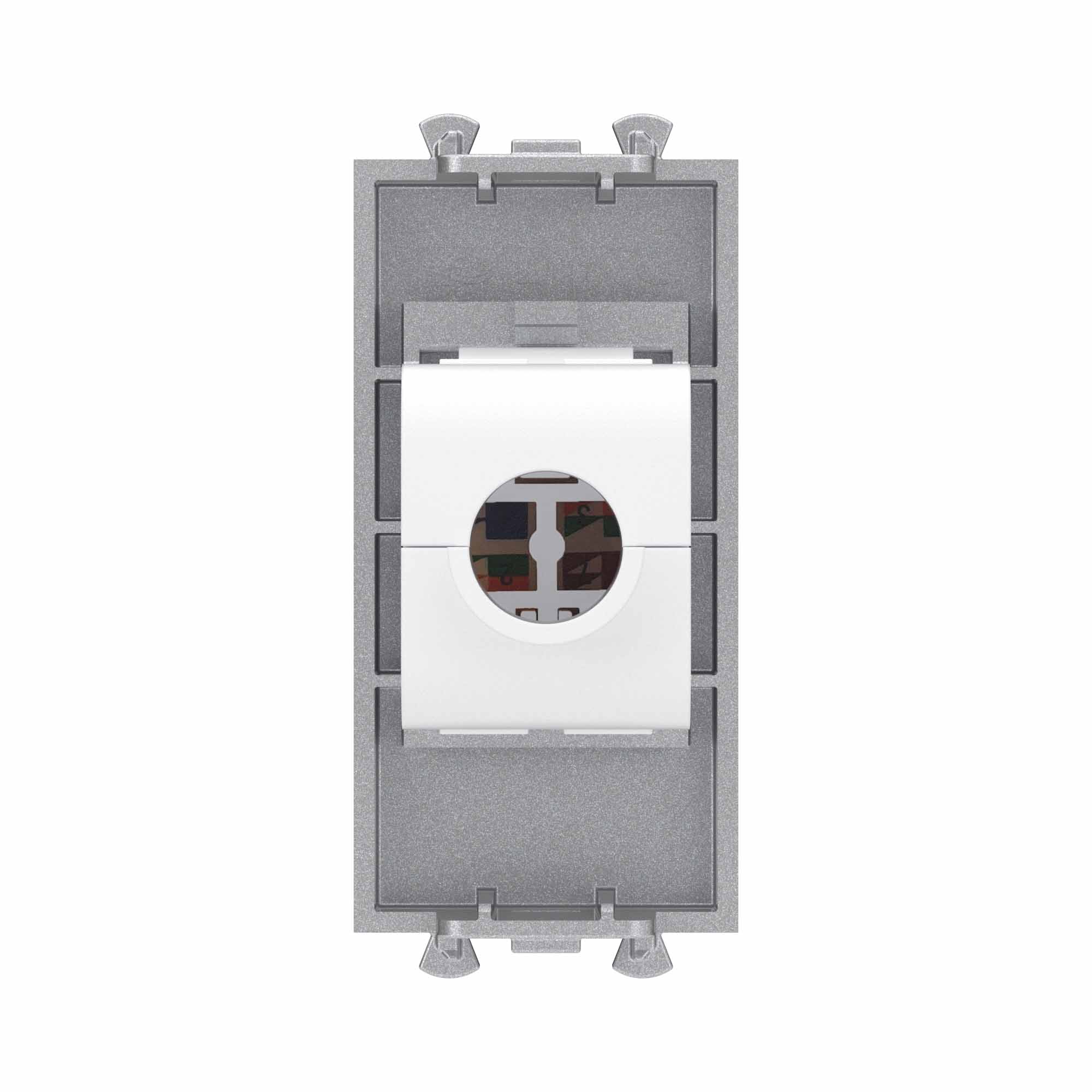 Компьютерная розетка RJ-45 без шторки модульная, кат.6А, "Avanti", "Закаленная сталь", 1 модуль